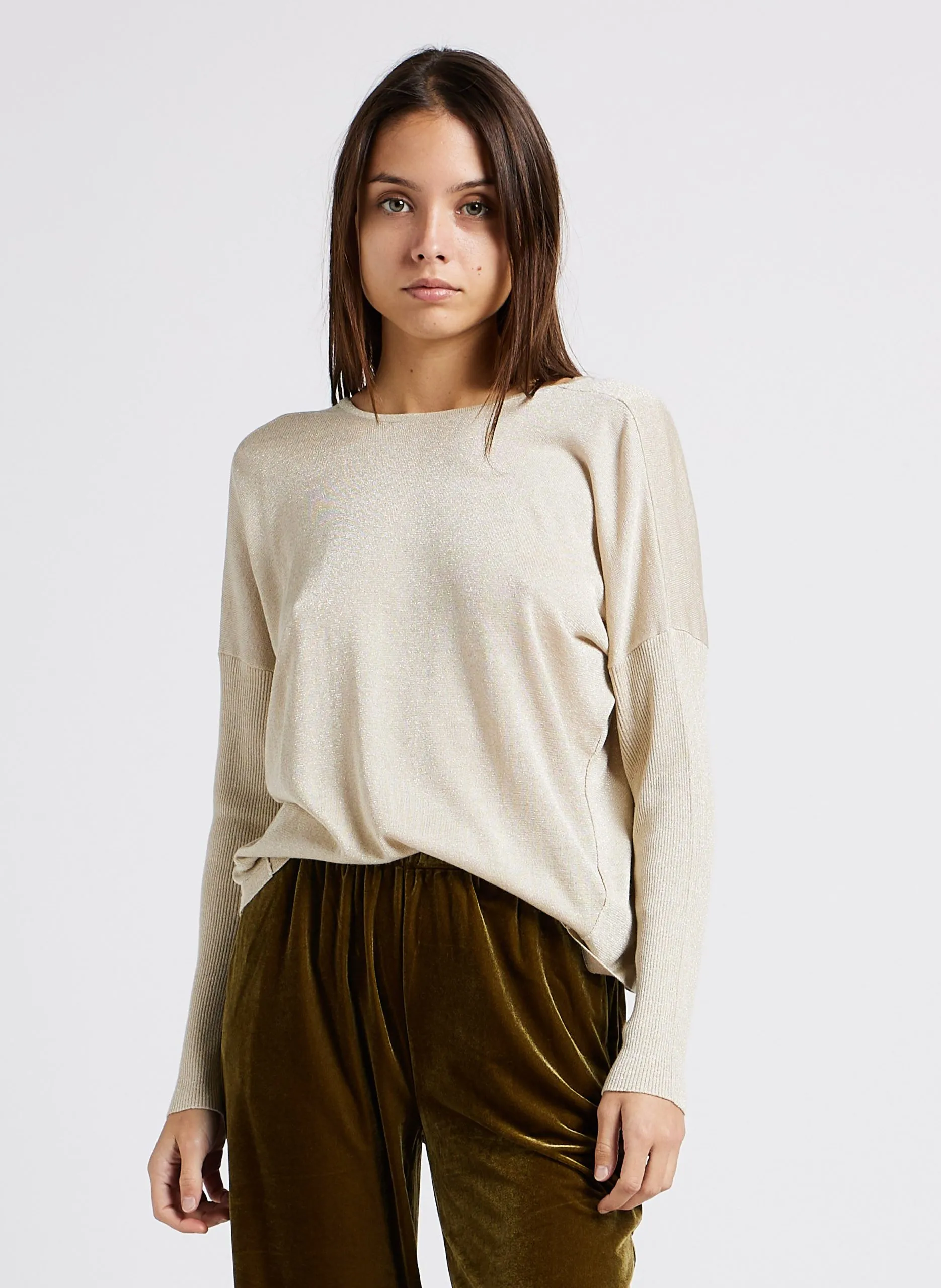 Pull ample à col rond Beige JEFF