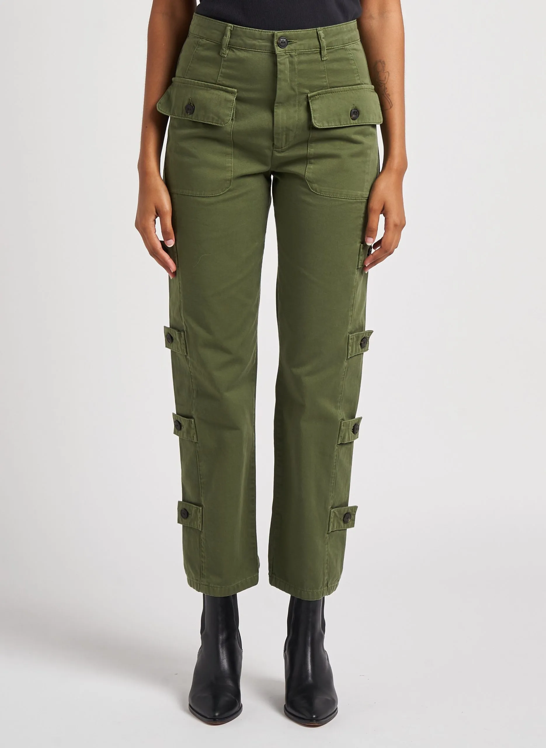 Pantalon droit en coton Kaki CLIMA