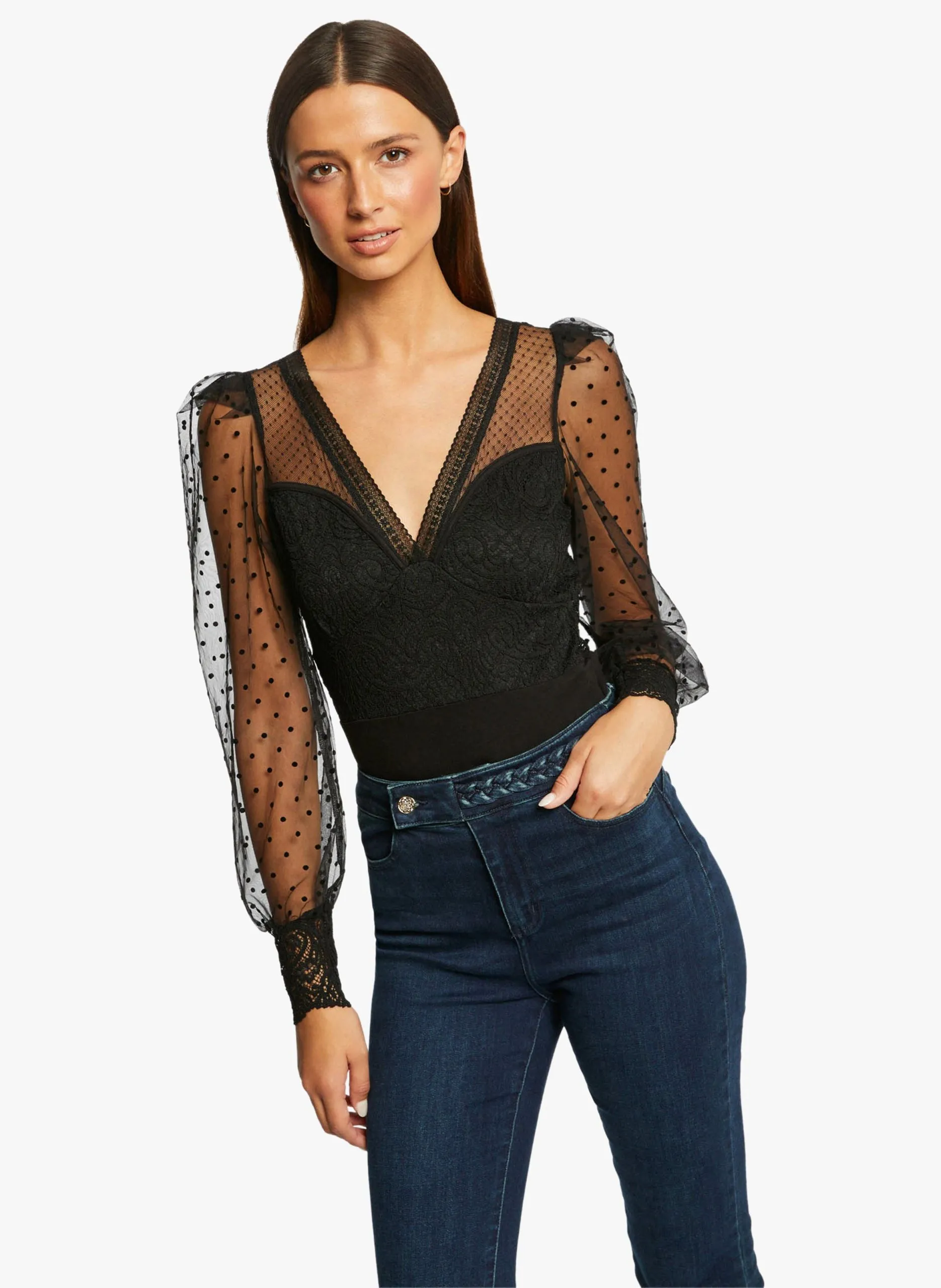 Body col V cintré Marron 232-TORMI