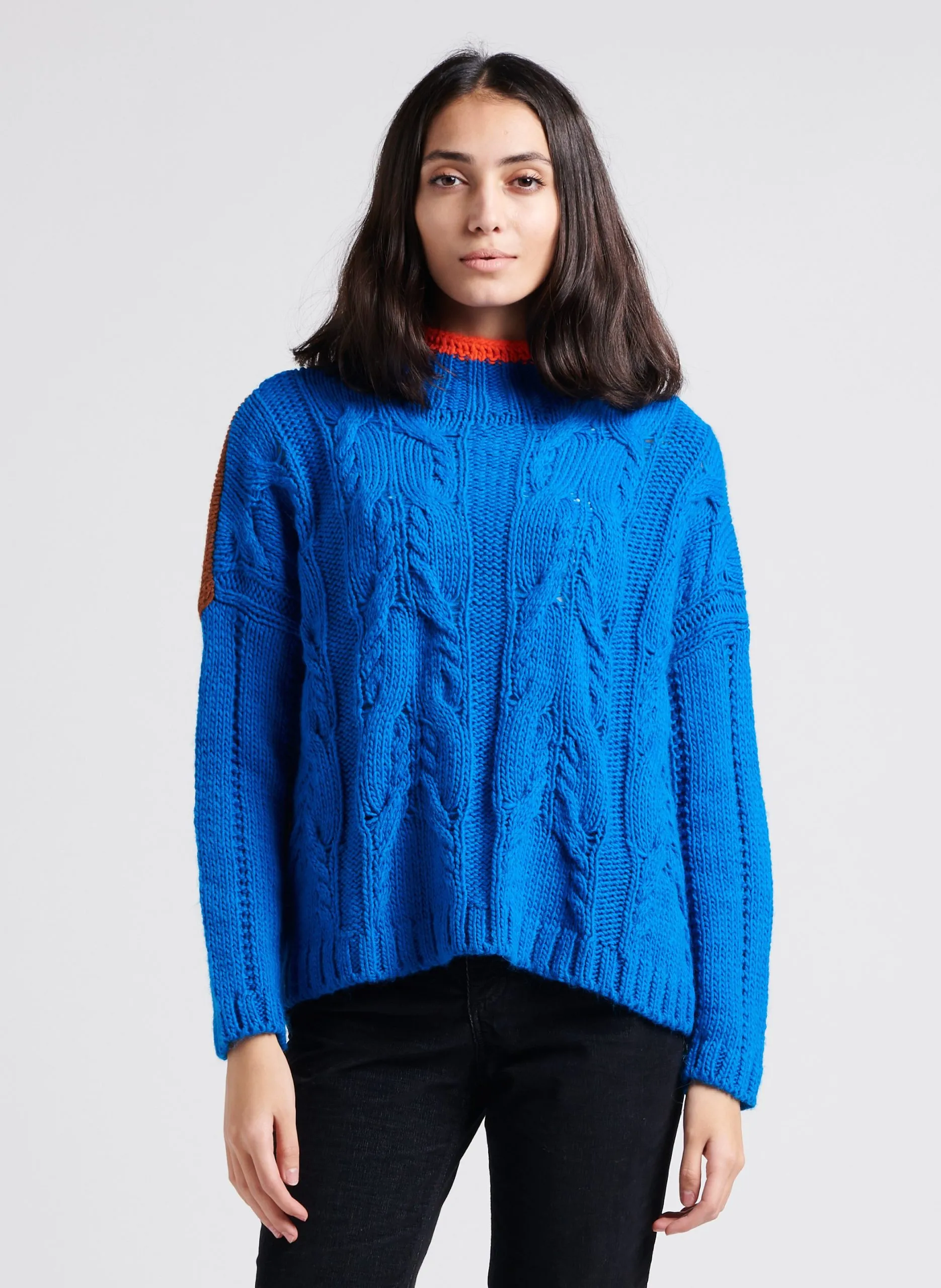 Pull ample col montant contrasté Multicolore OLE