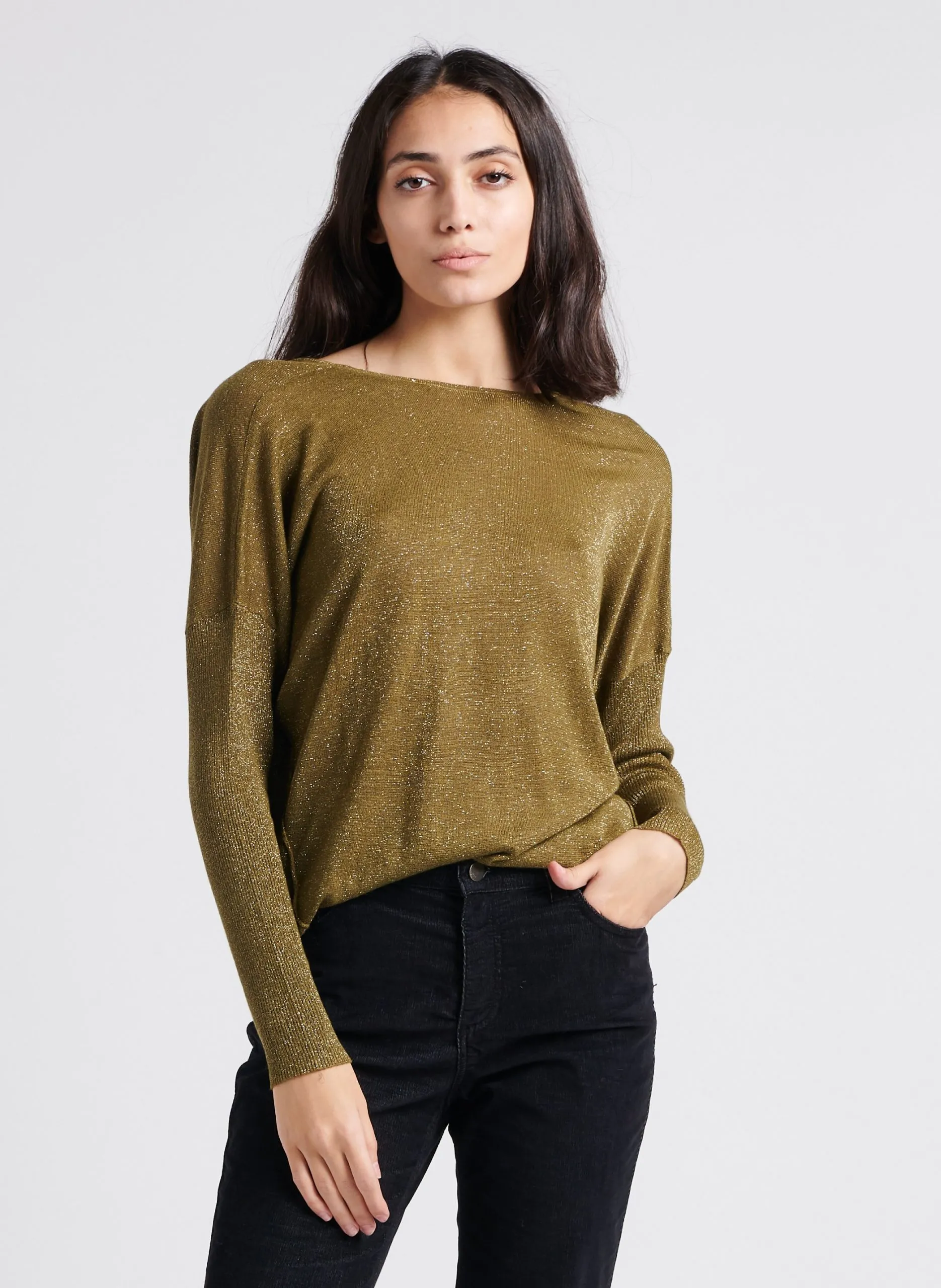 Pull ample à col rond Jaune JEFF