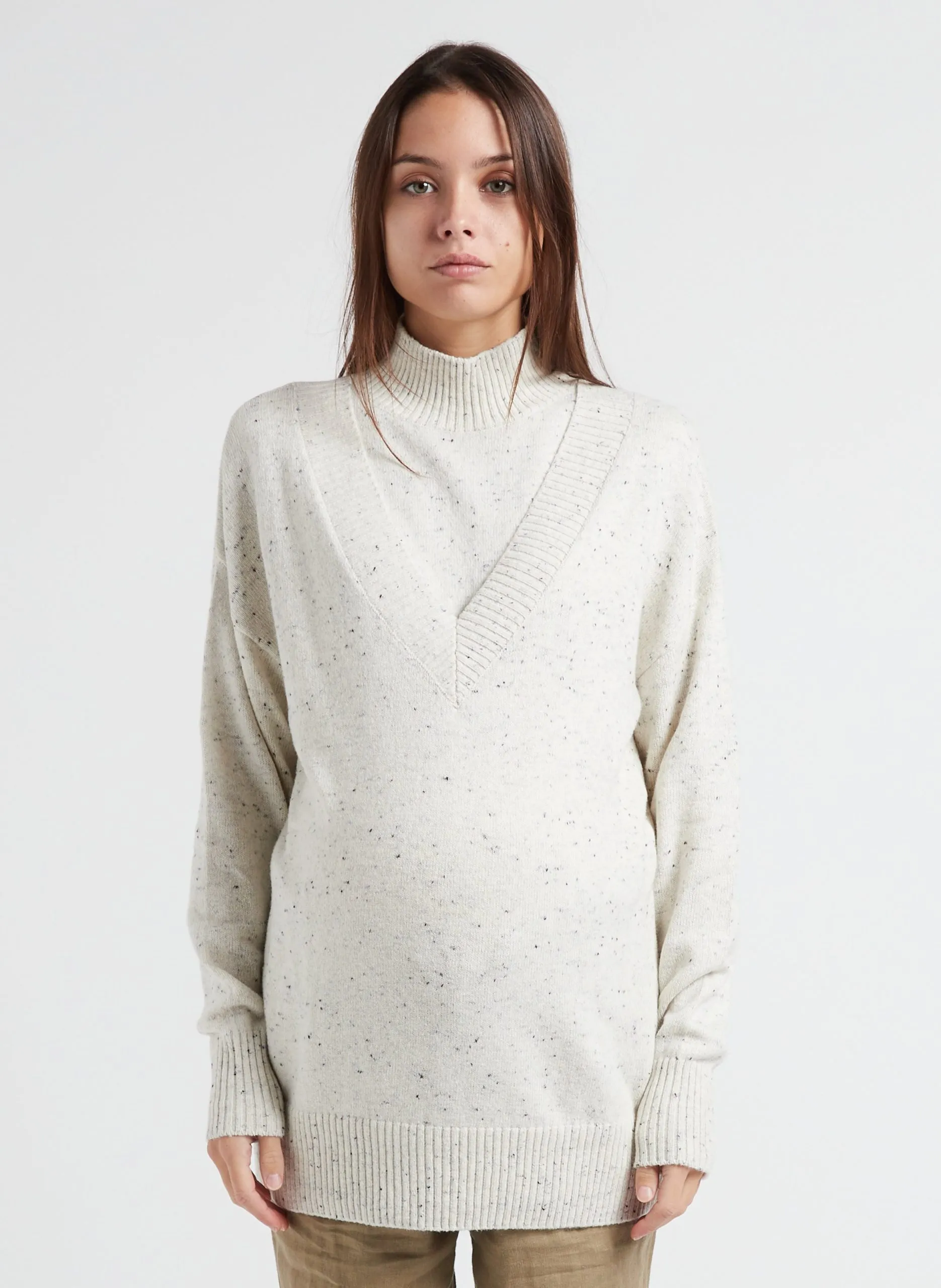 Pull col montant en coton Gris MERLE