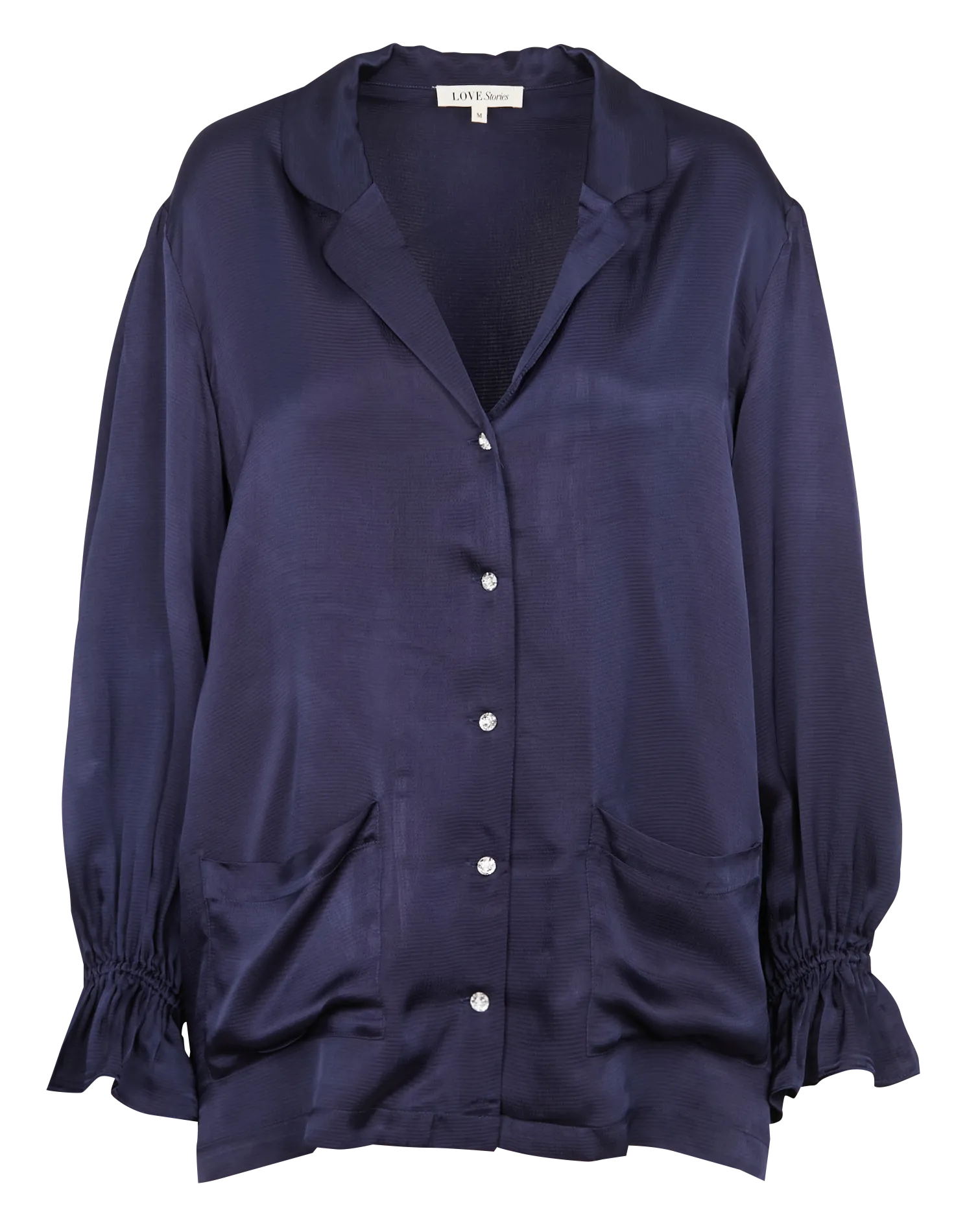 Chemise de pyjama droite col tailleur Bleu BLANCA