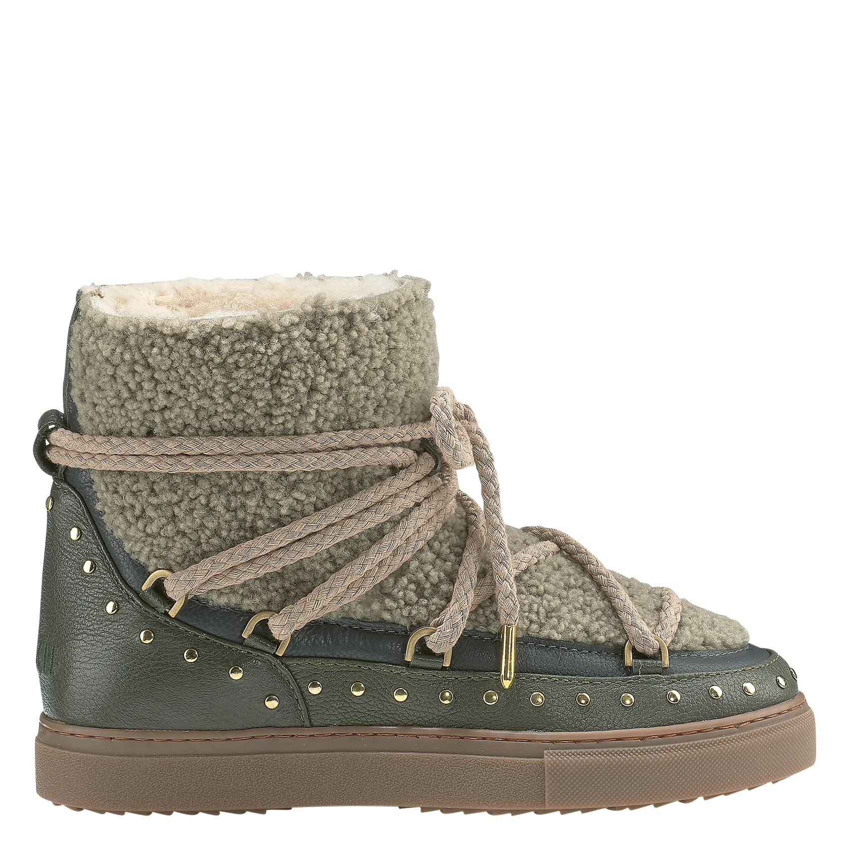 Bottines fourrées bi matière à clous Vert CURLY ROCK