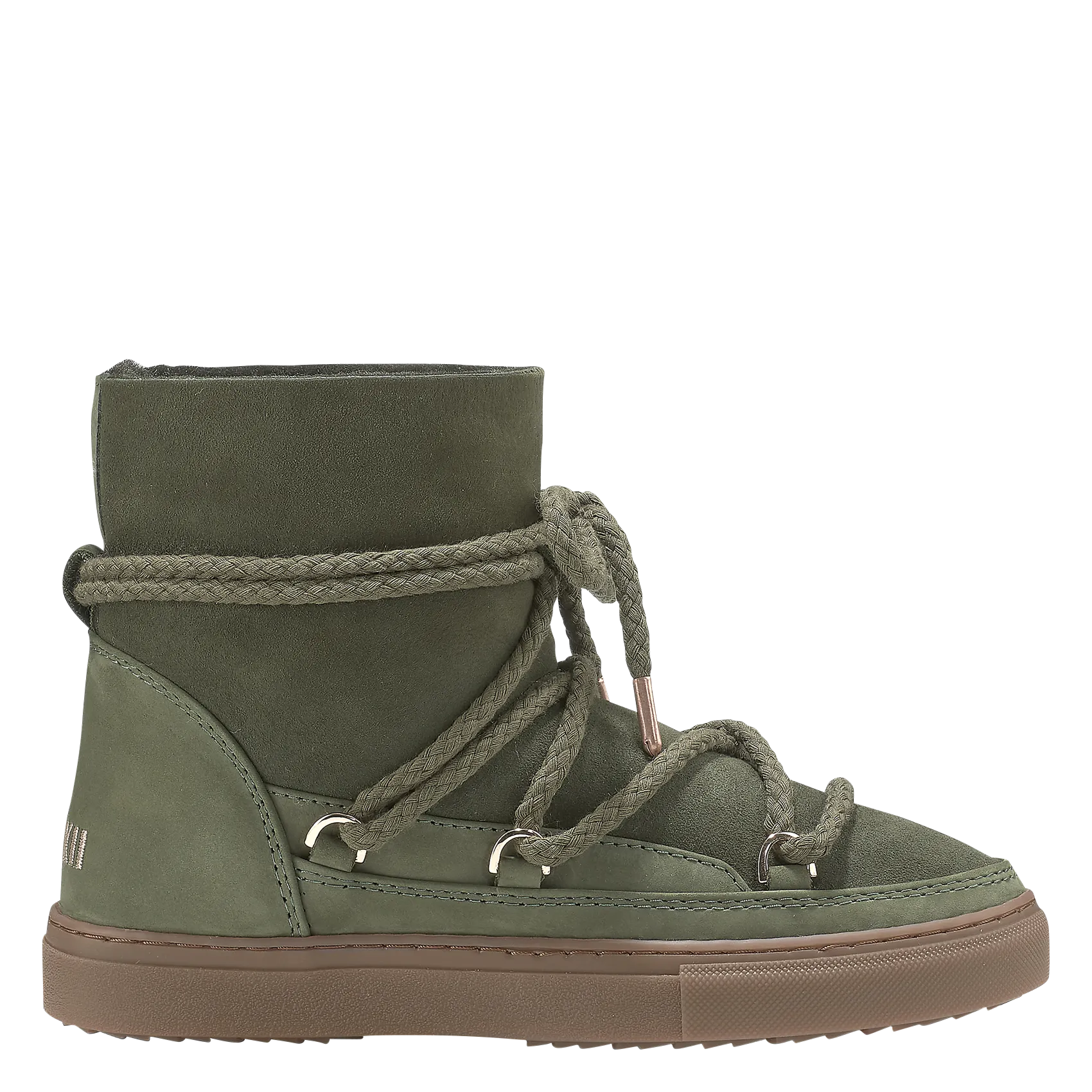 Bottines fourrées en cuir velours Vert CLASSIC