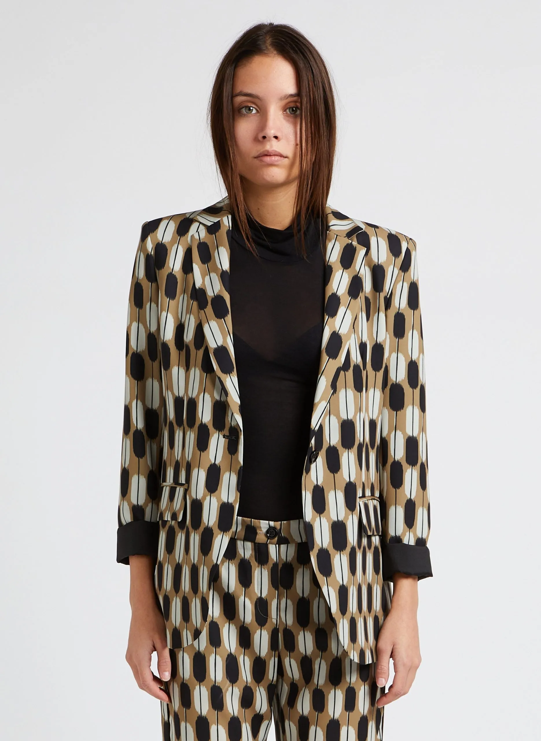 Veste de tailleur droite fluide Marron