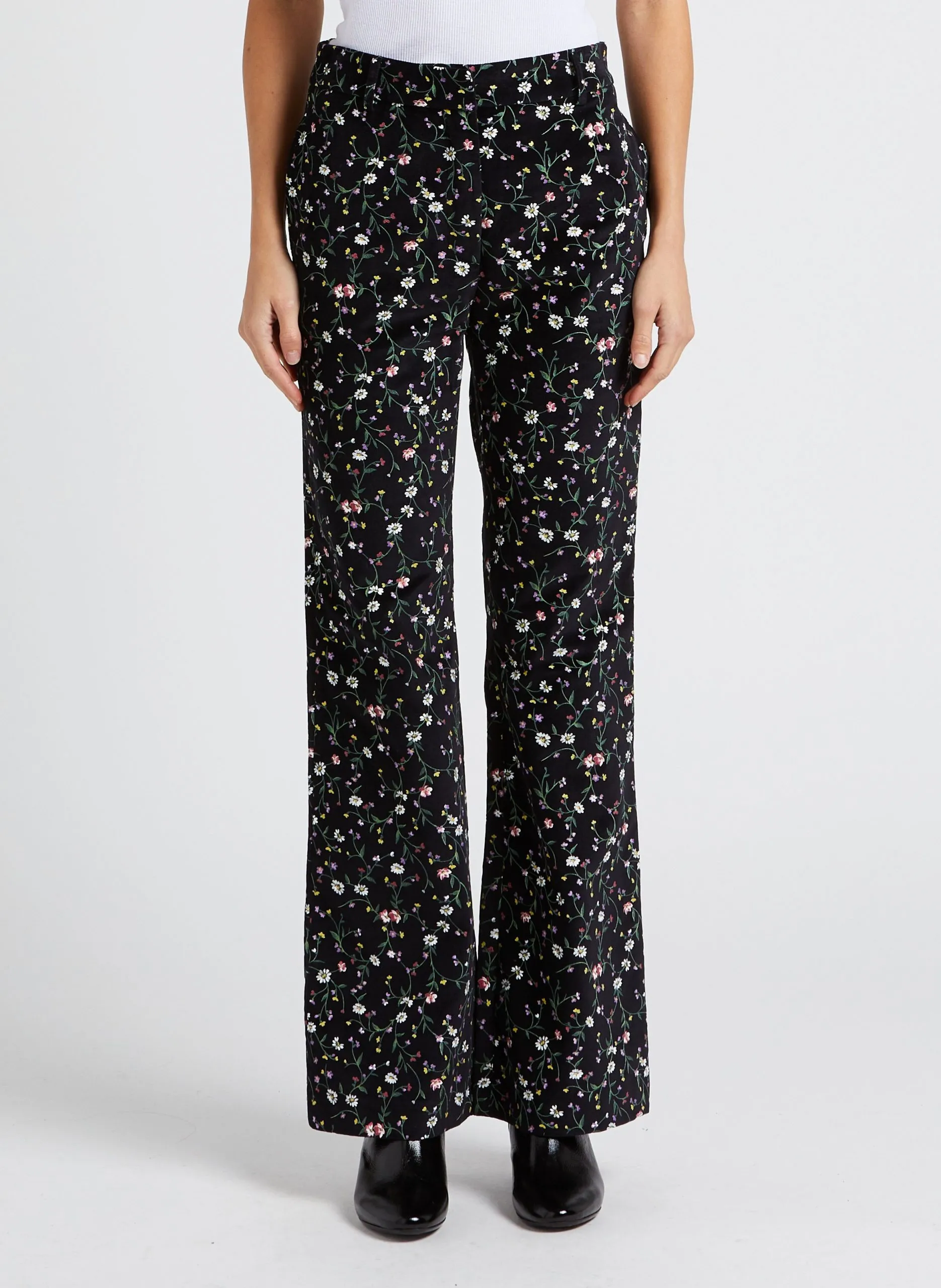 Pantalon droit taille haute en coton Noir CRISTOF