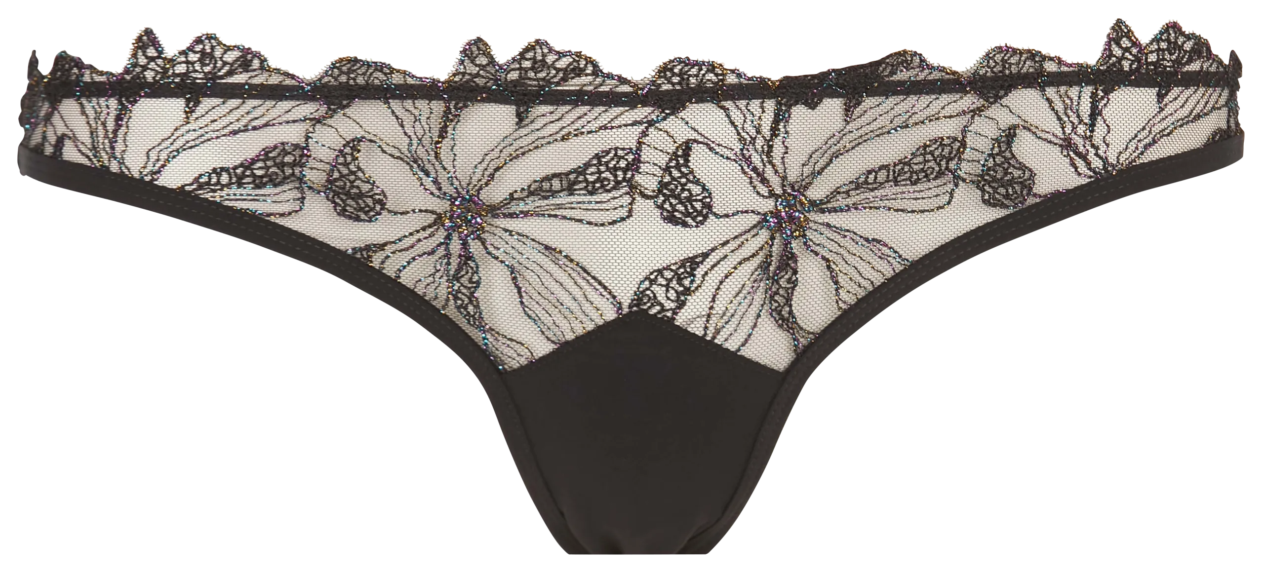 Tanga à broderies ajourées Noir GEORGIA