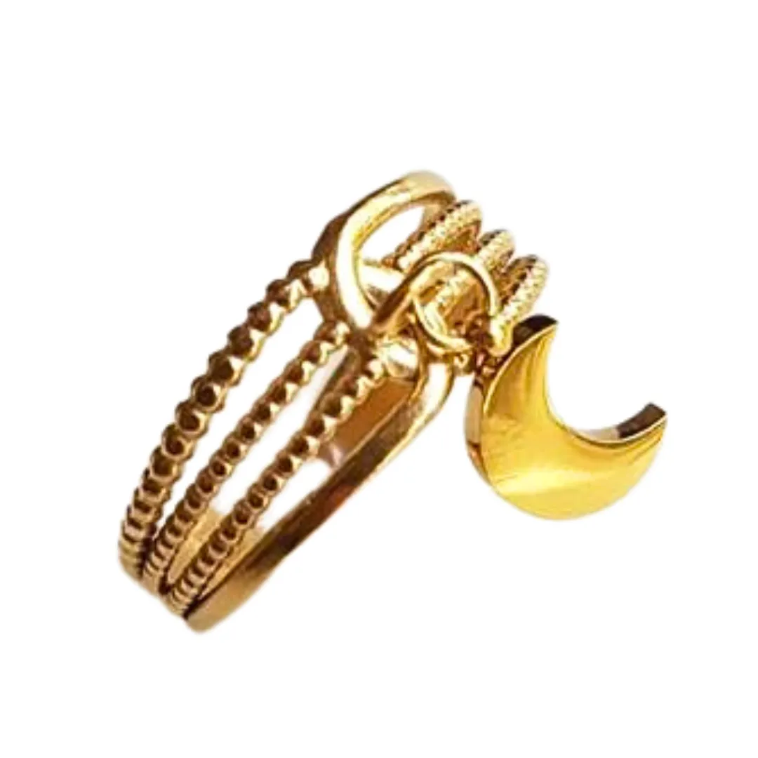 Bague réglable lune Bleu VIDULA