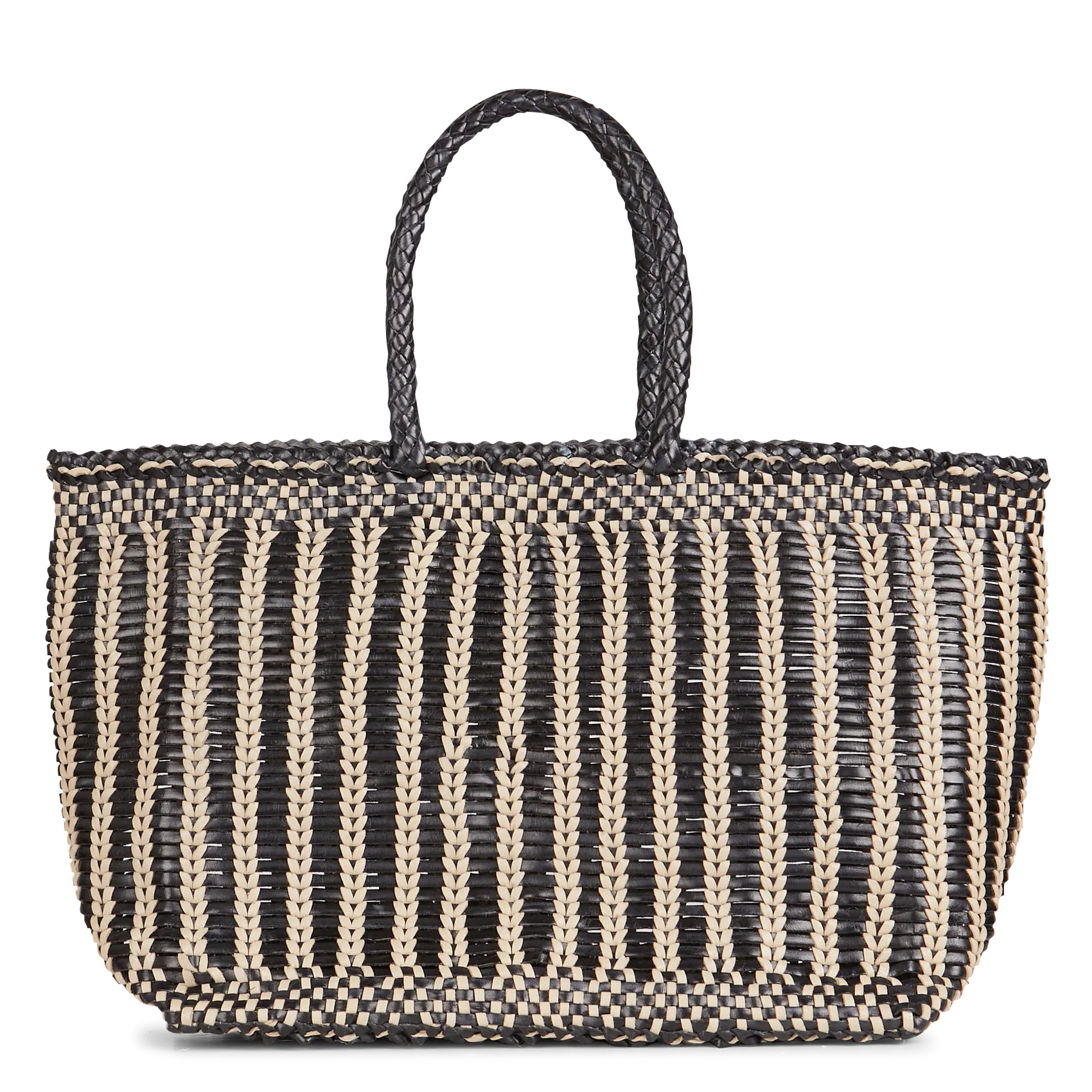 Panier tissé en cuir Noir BALI BASKET BIG