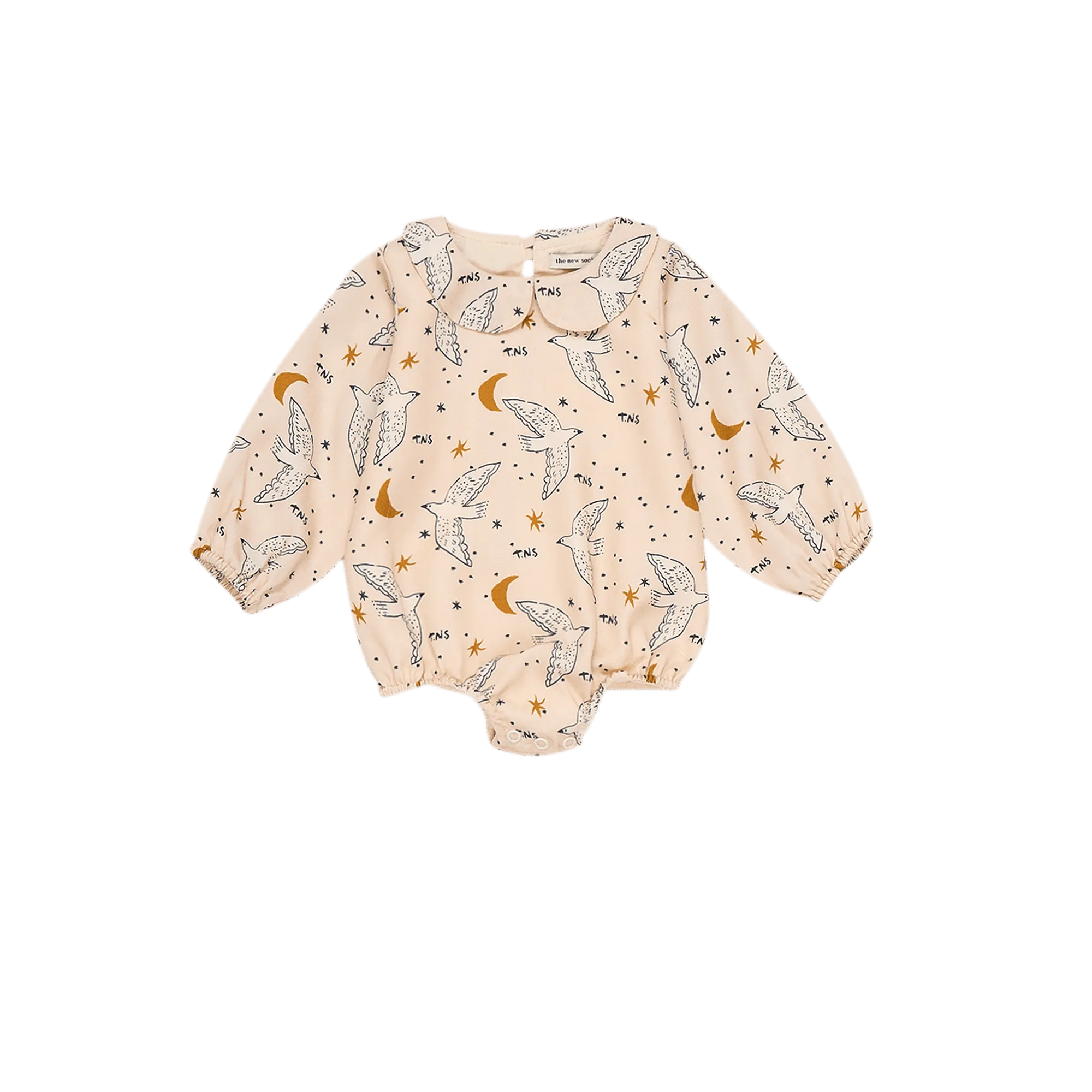 Barboteuse col claudine imprimée Beige