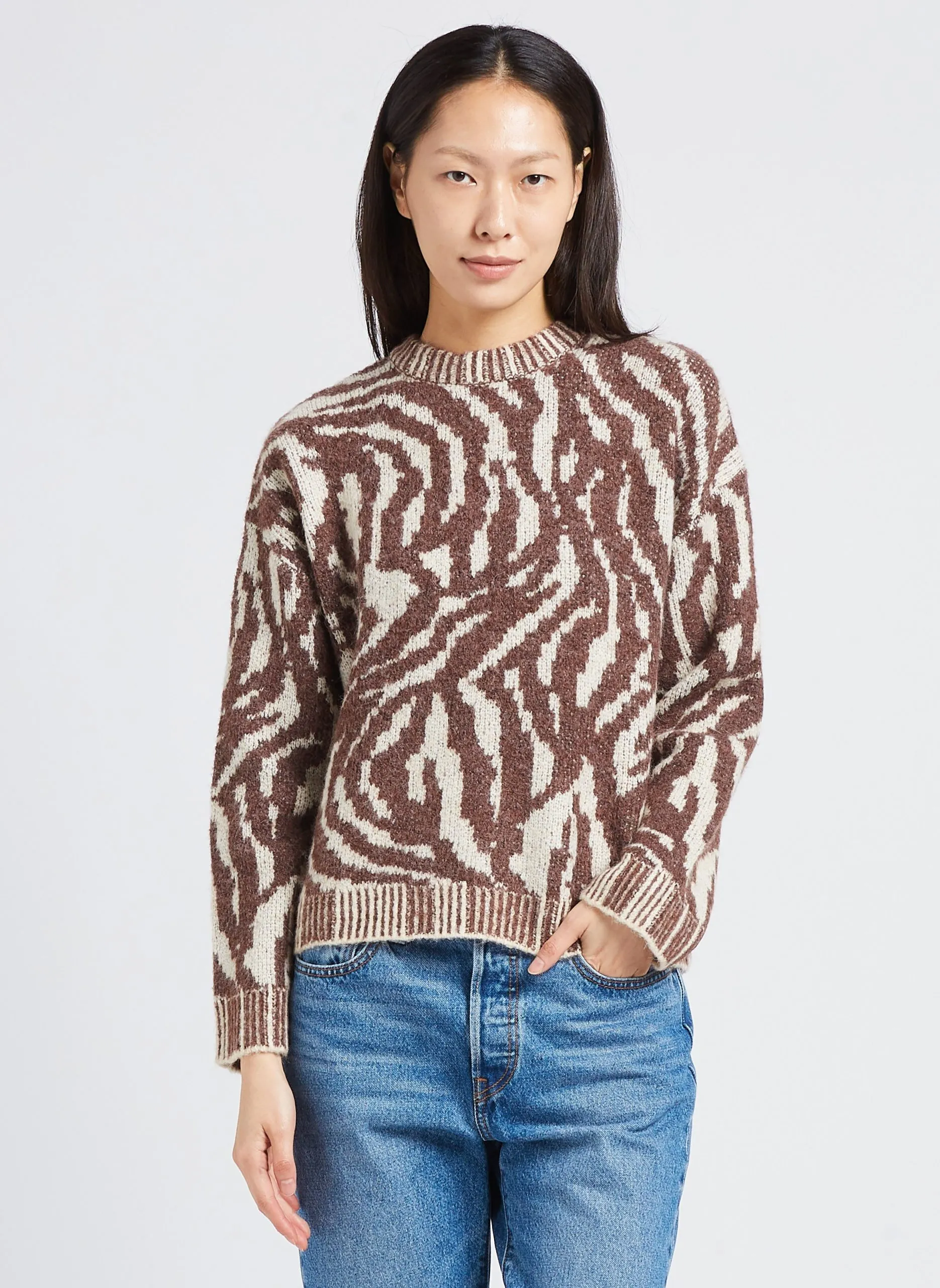 Pull ample à col montant Marron URSEL