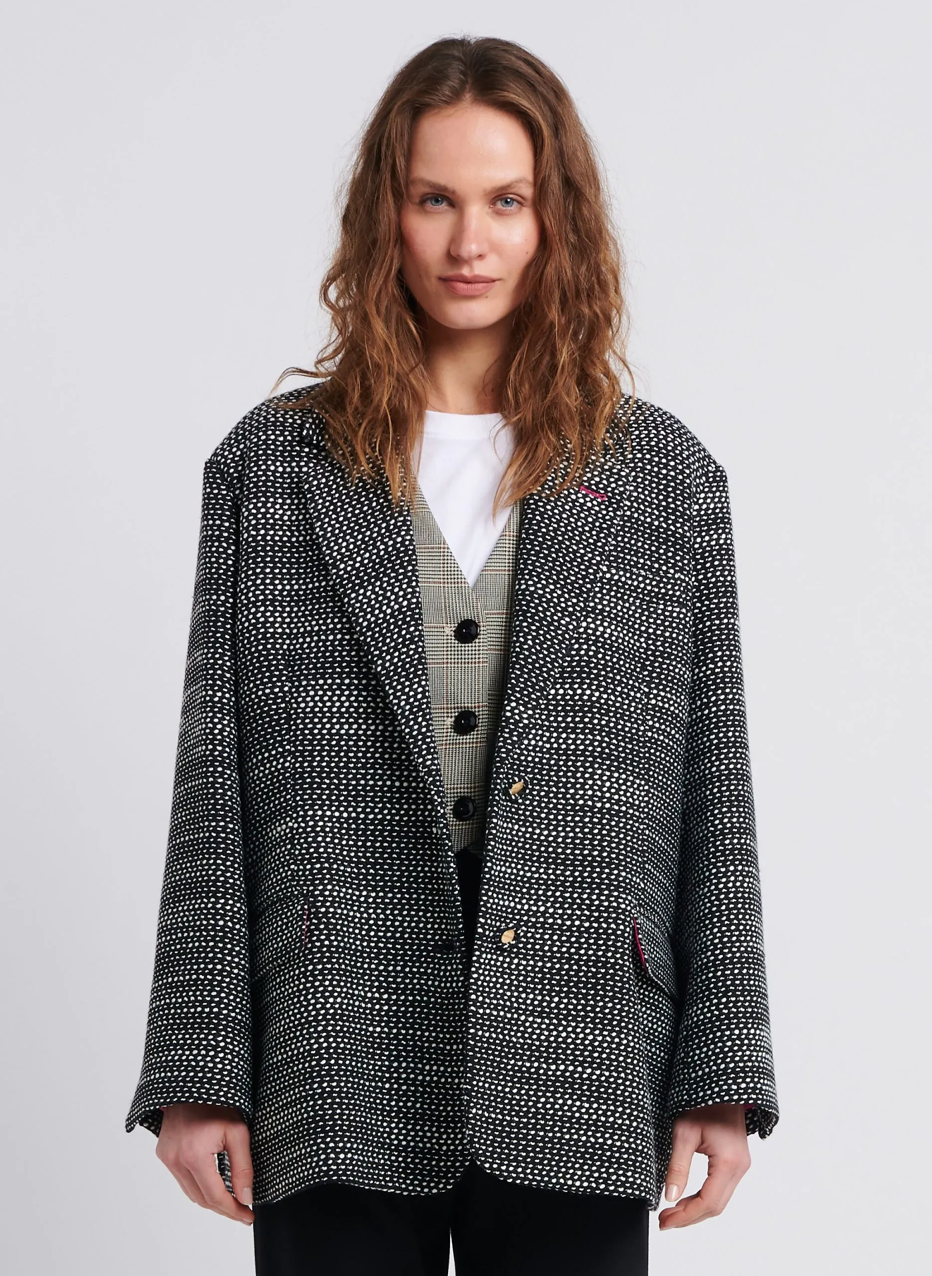 Blazer oversize en coton mélangé Noir