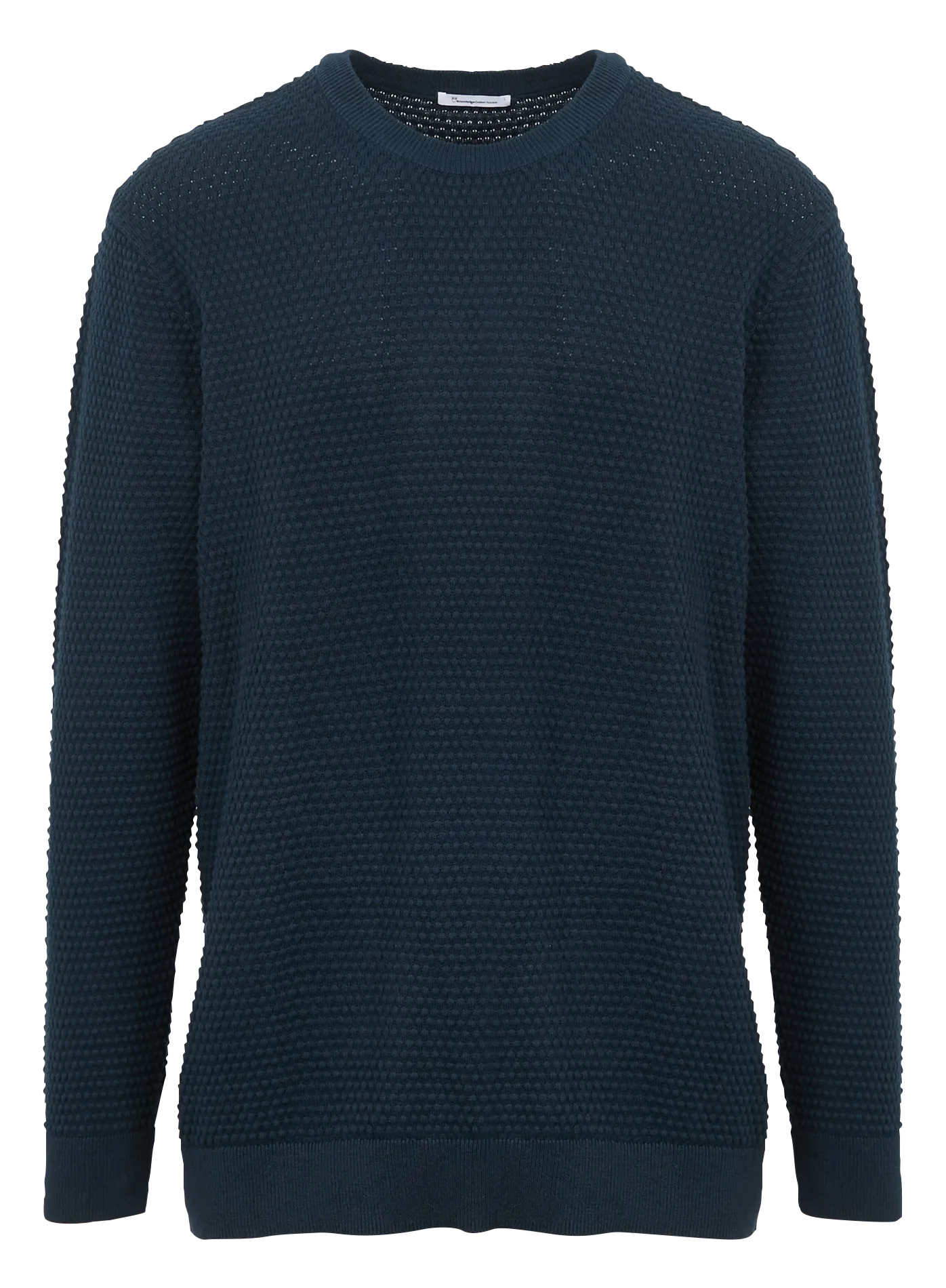 Pull droit col rond en coton bio Bleu VAGN