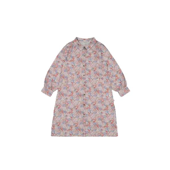 Robe longue col classique imprimée en coton bio Multicolore ISADORA