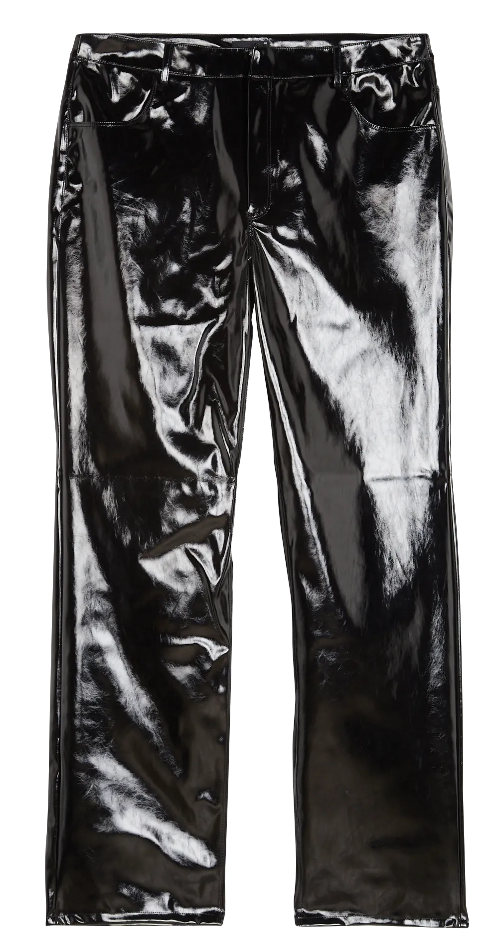 Pantalon droit en vinyle Noir