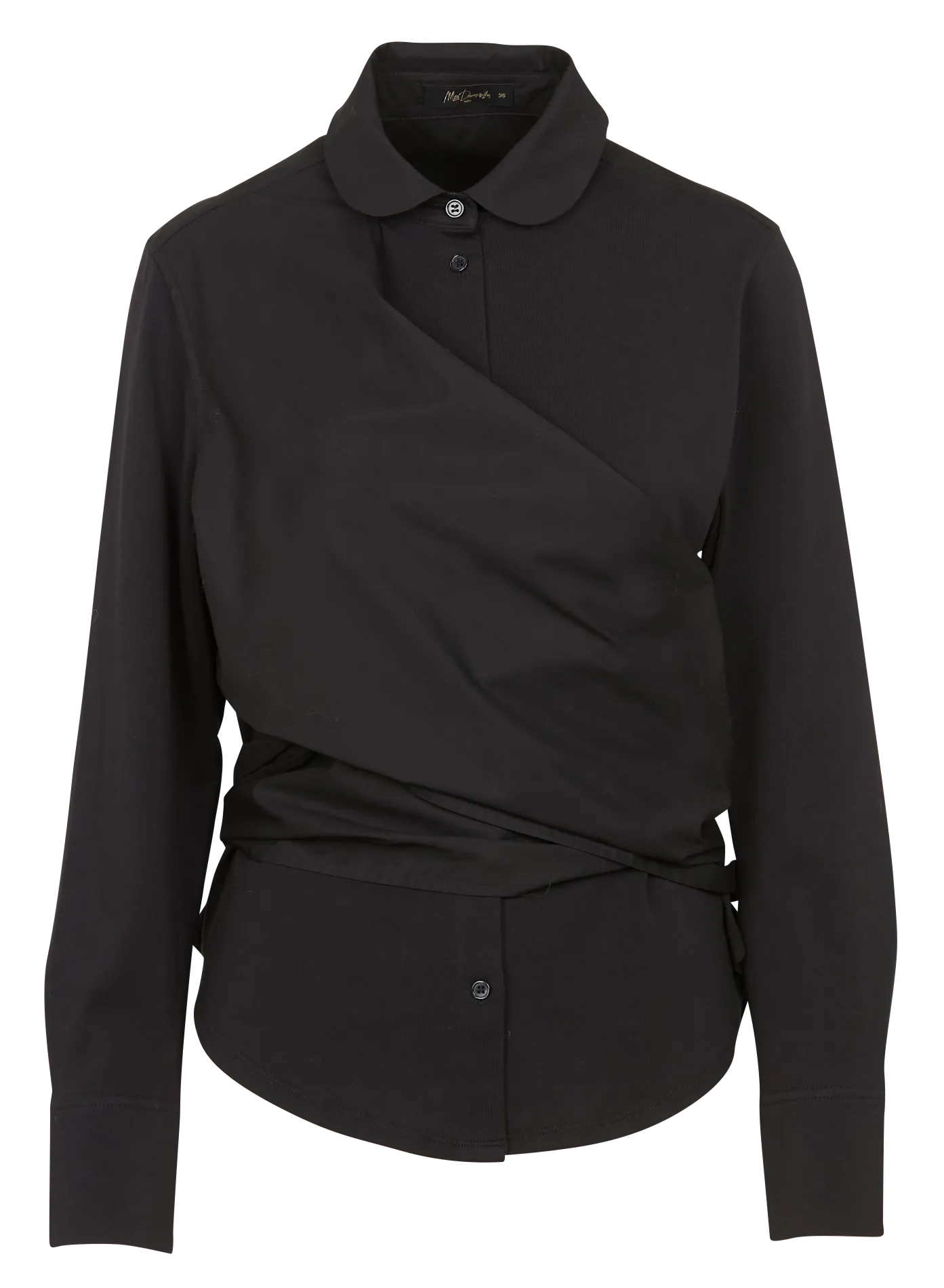 Chemise col claudine à ceinture Noir VIOLETTE