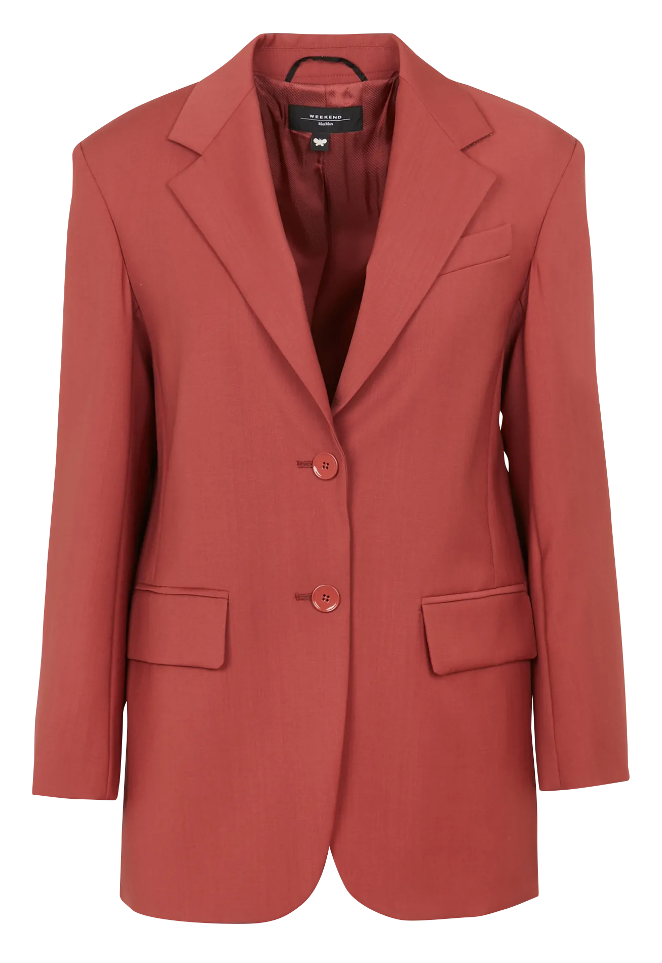 Blazer droit col tailleur en laine vierge Rouge VEBER