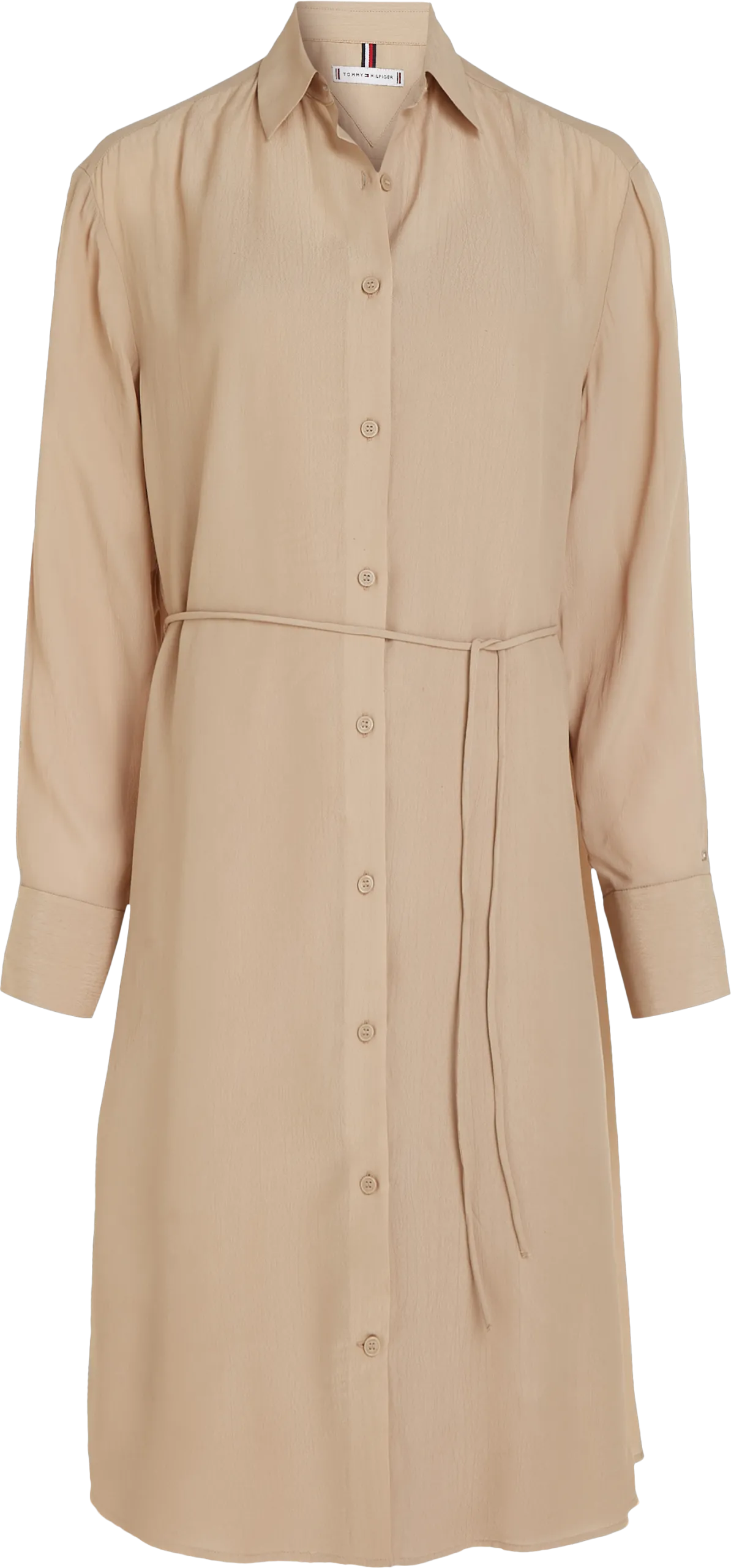 Robe chemise droite à col classique Beige