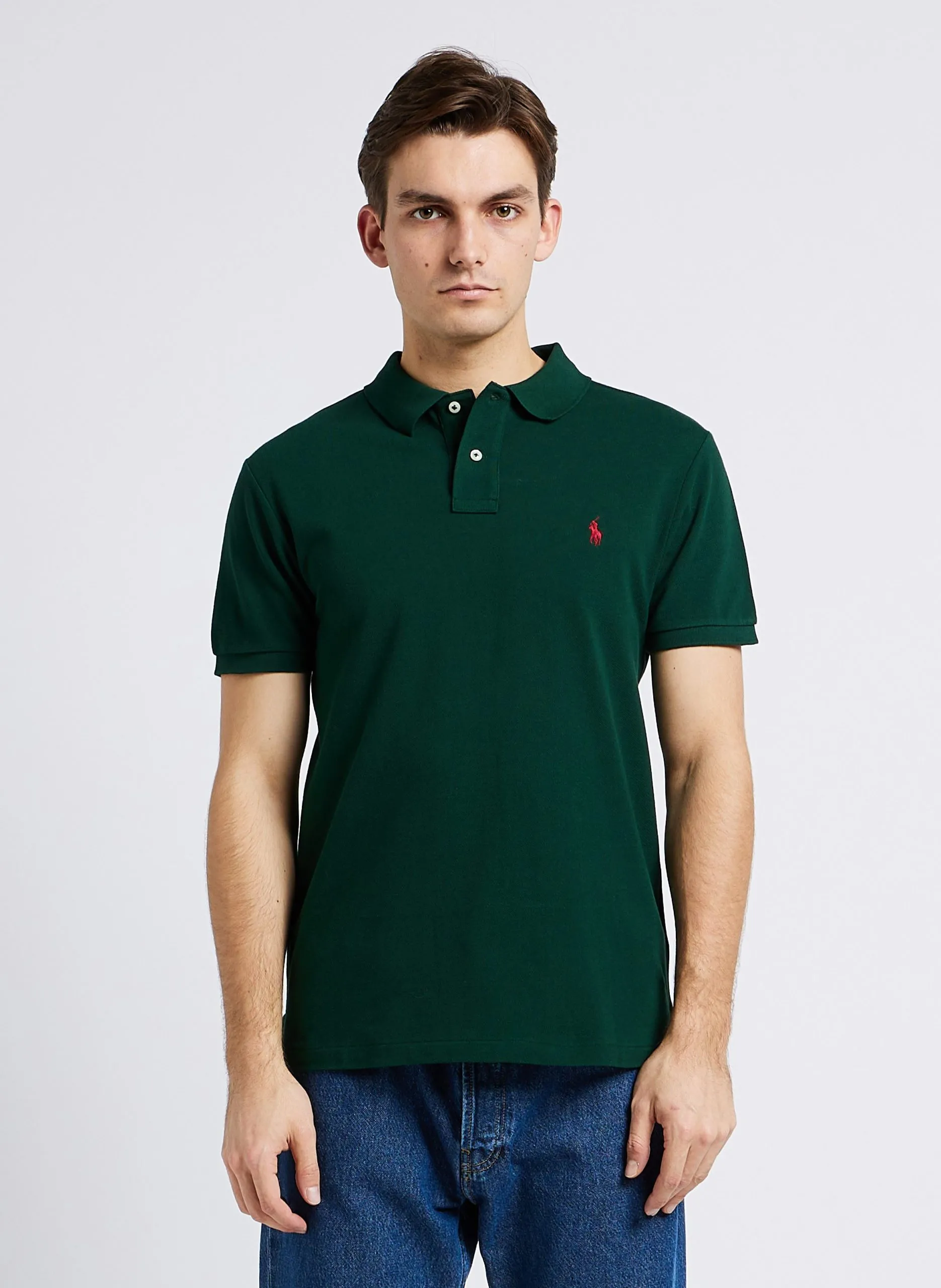 Polo slim-fit en coton piqué Vert