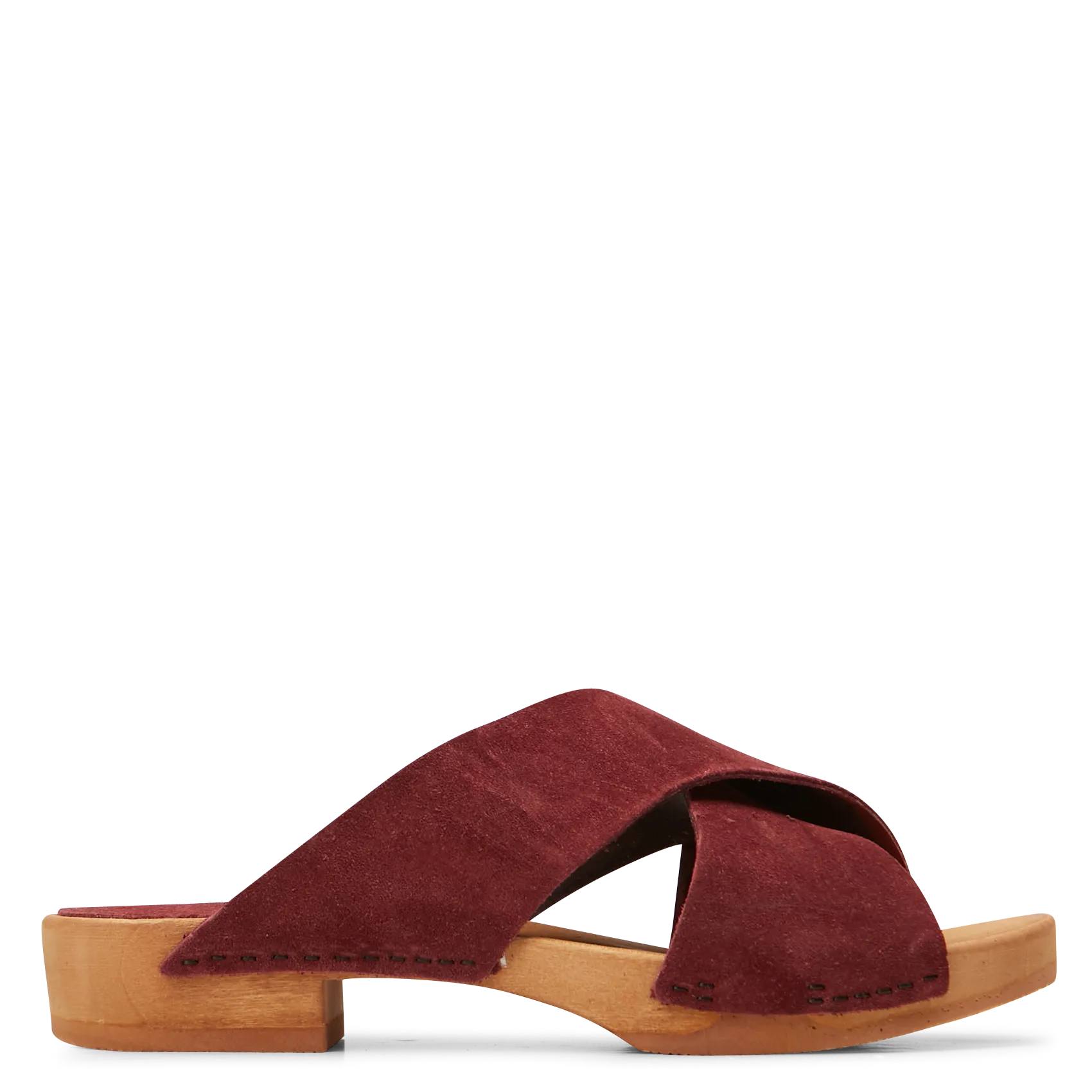 Mule à brides croisées en cuir velours Rouge AMELIA