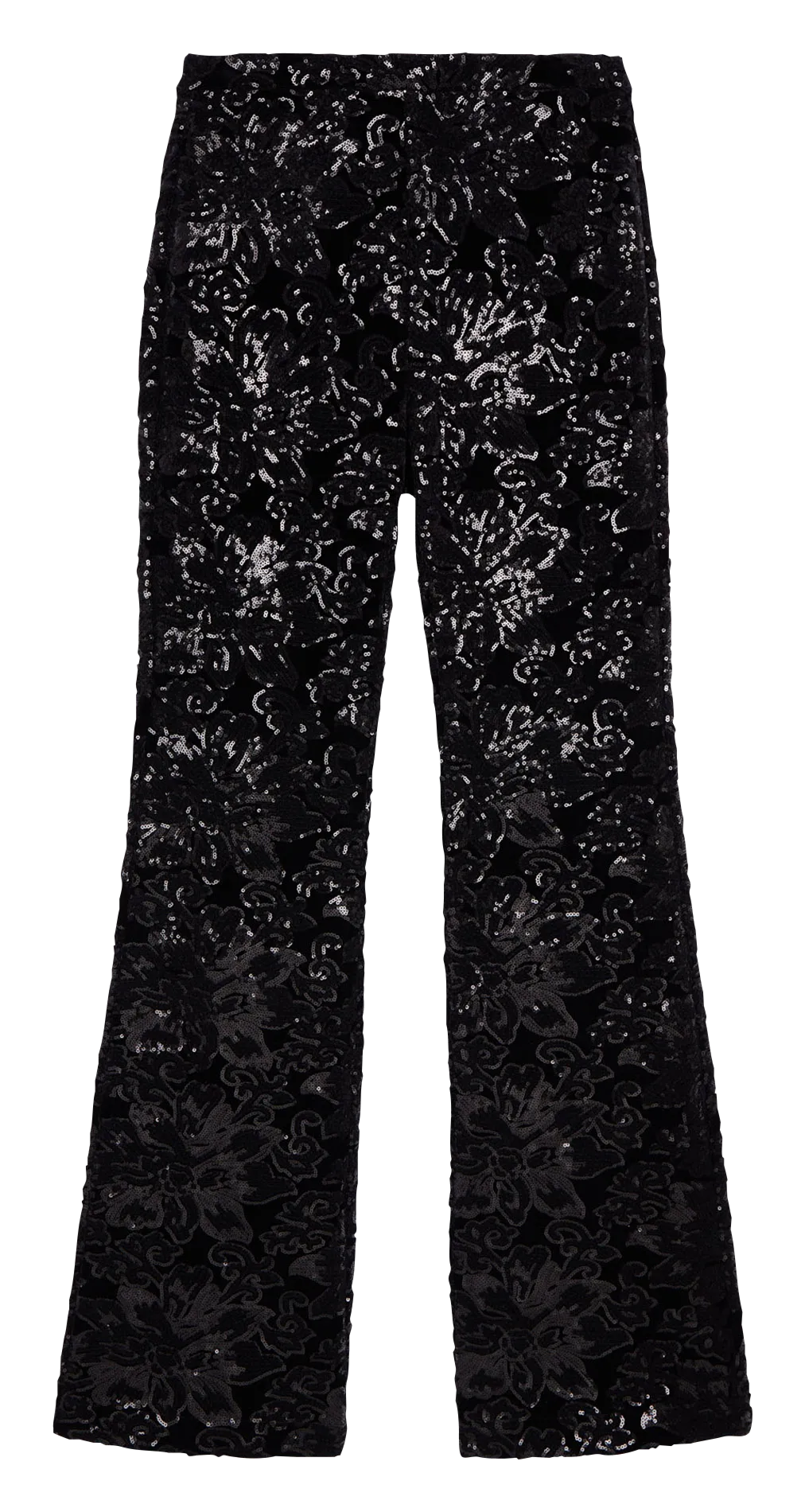 Pantalon flare taille haute brodé Noir