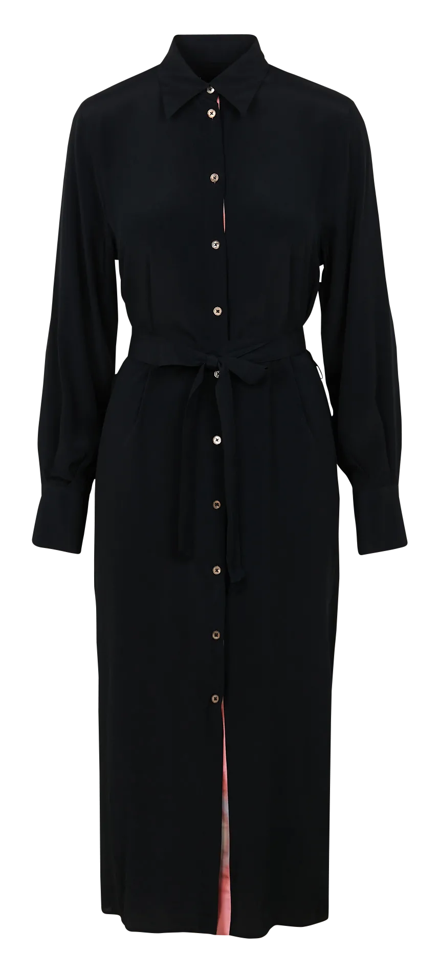 Robe midi droite col classique Noir