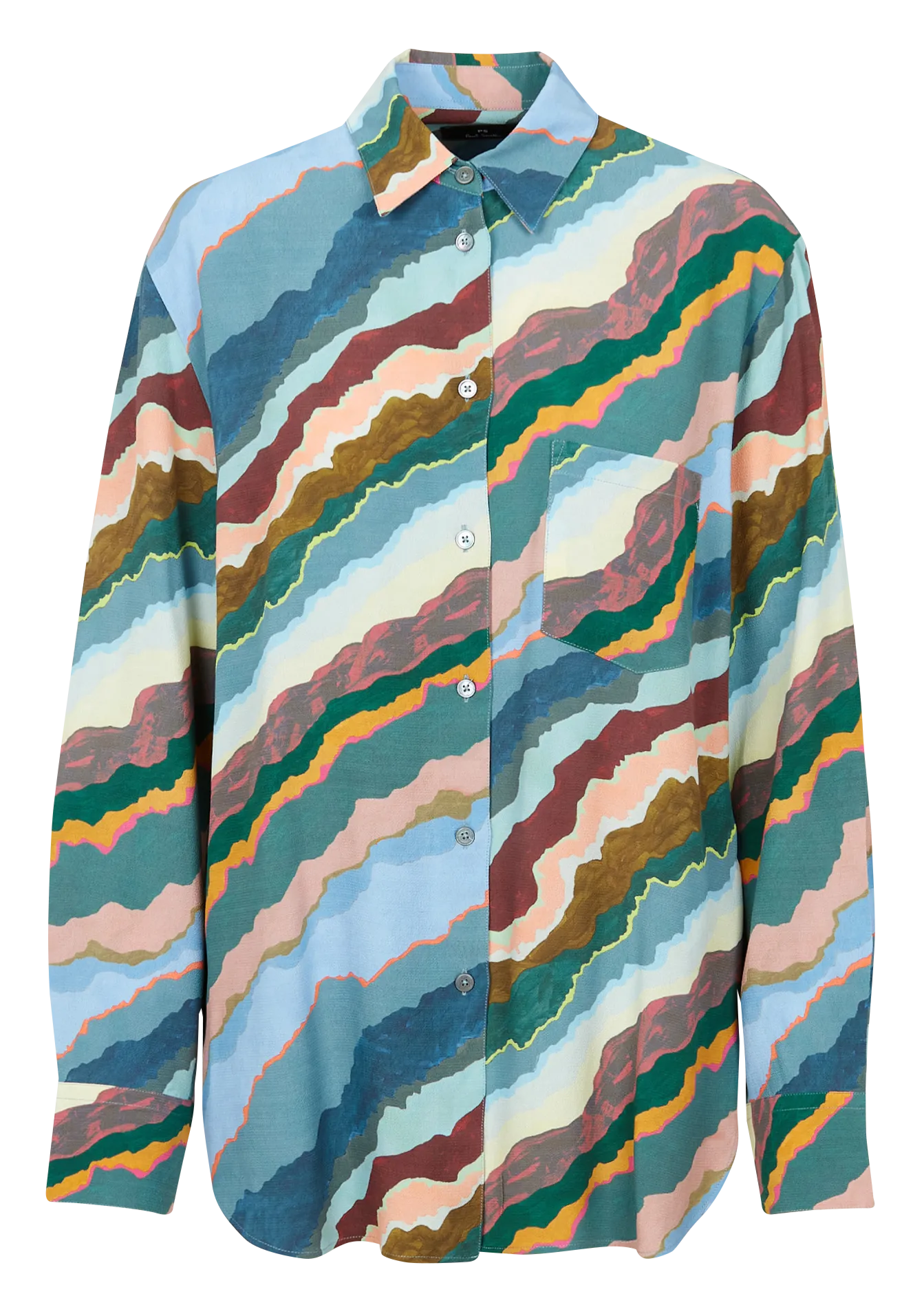 Chemise col classique droite imprimée Multicolore