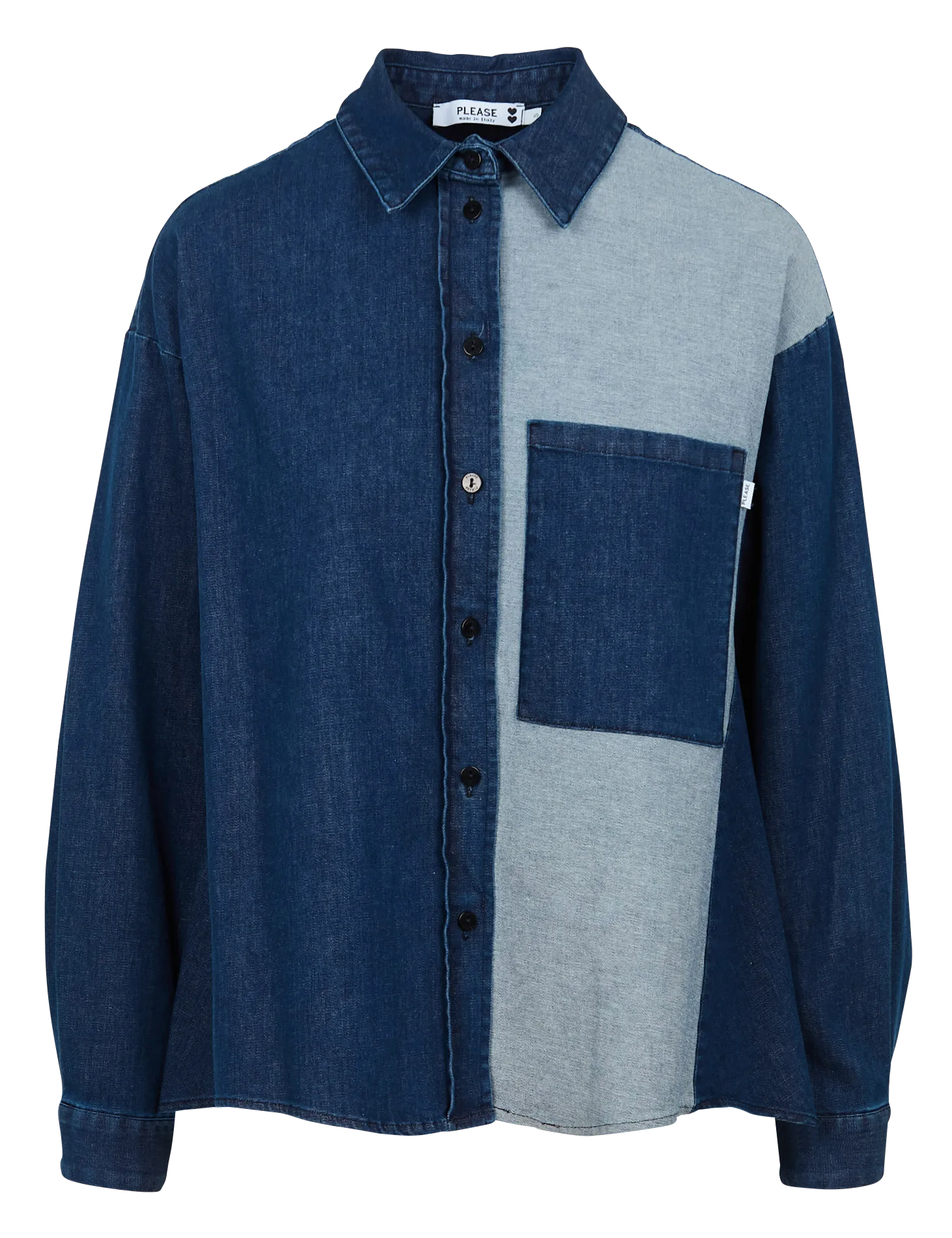 Chemise ample col classique en jean Bleu