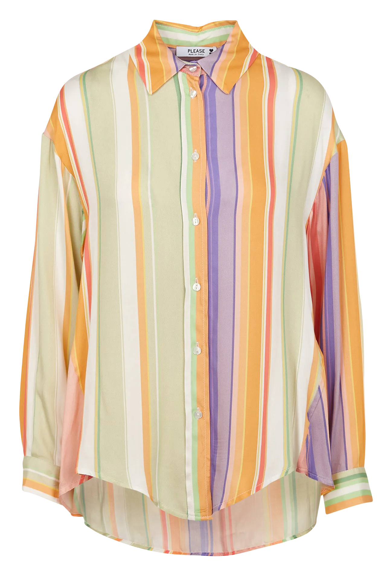 Chemise col classique rayée Multicolore