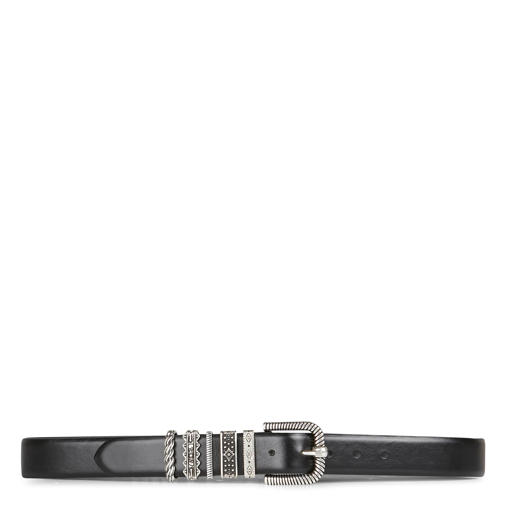 Ceinture multiples passants en cuir Noir BERKANE