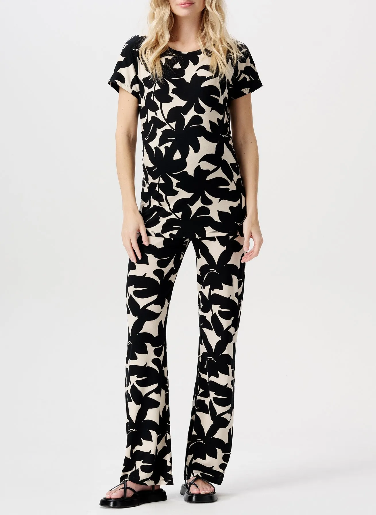 Pantalon droit à imprimé Noir INDIA