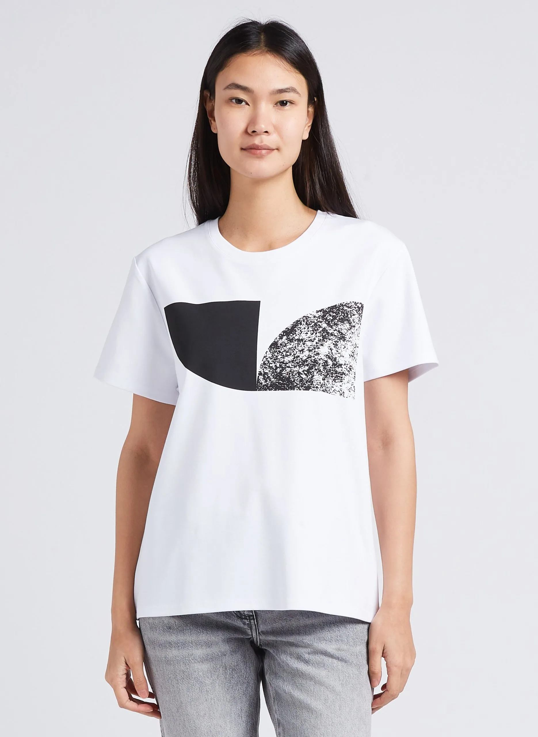 Tee-shirt ample col rond sérigraphié Blanc ALOI