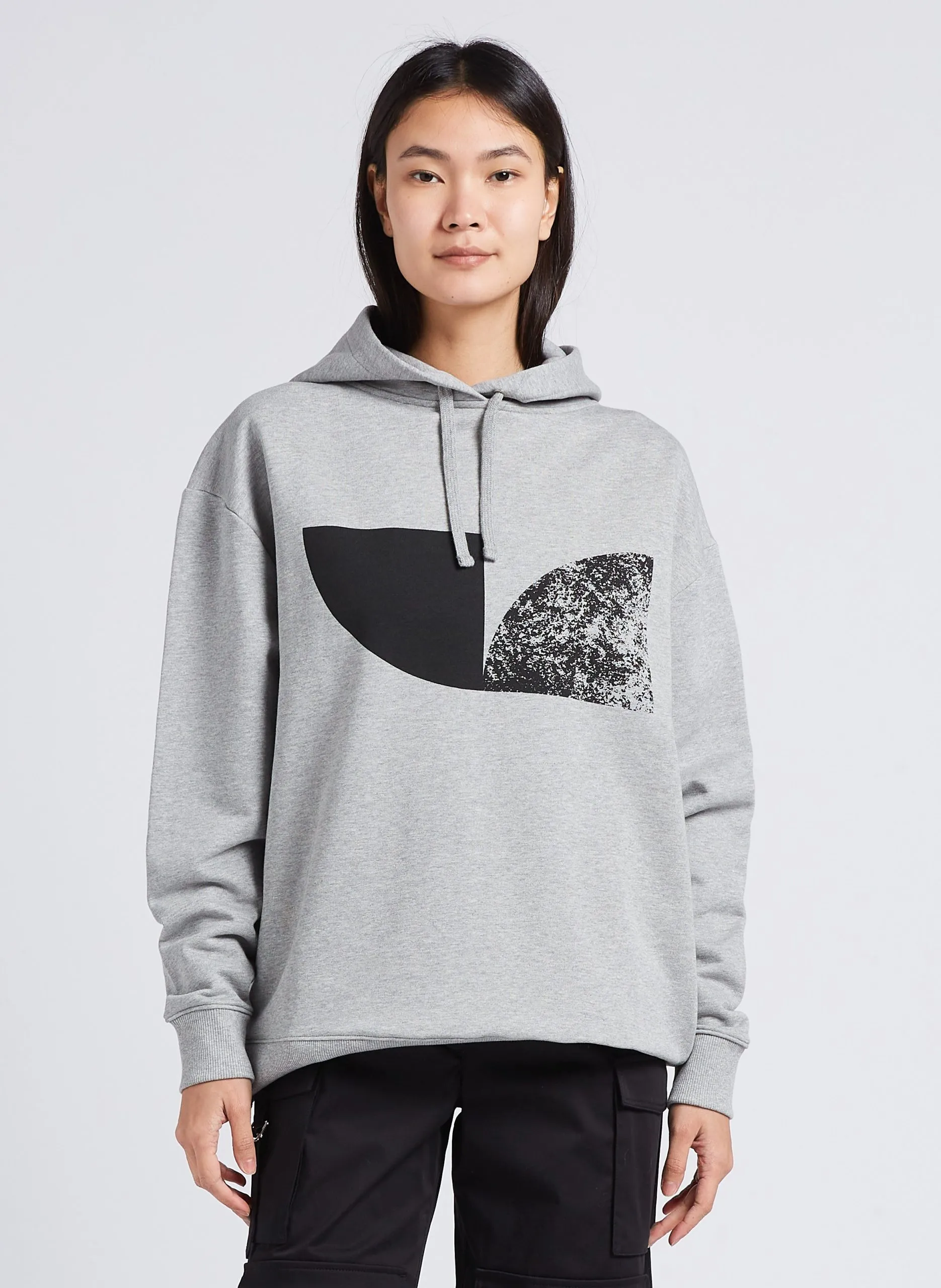 Sweat à capuche sérigraphié en coton bio Gris EEVA