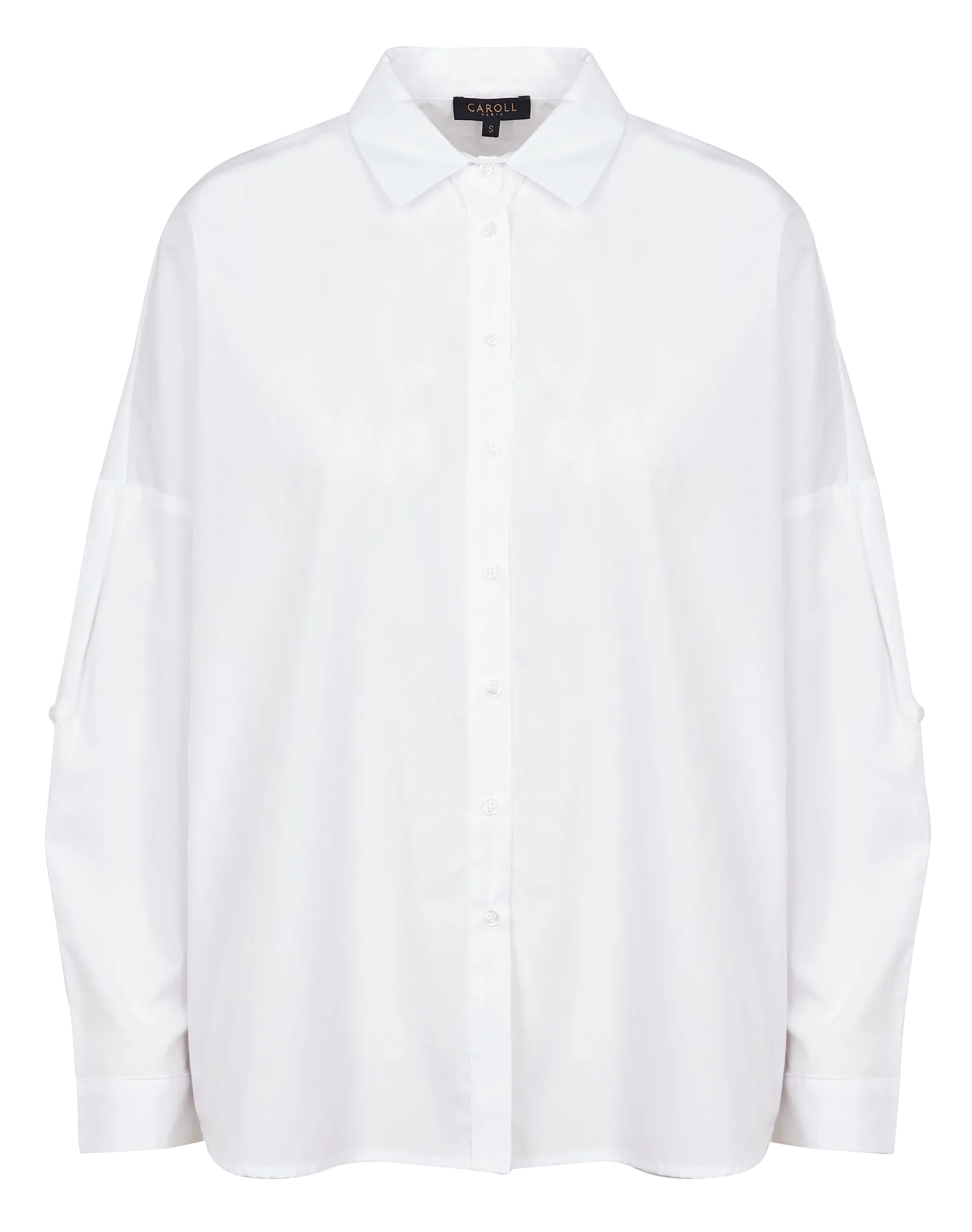 Chemise ample col italien avec bande tricolore Blanc 241C-CLAUDIO