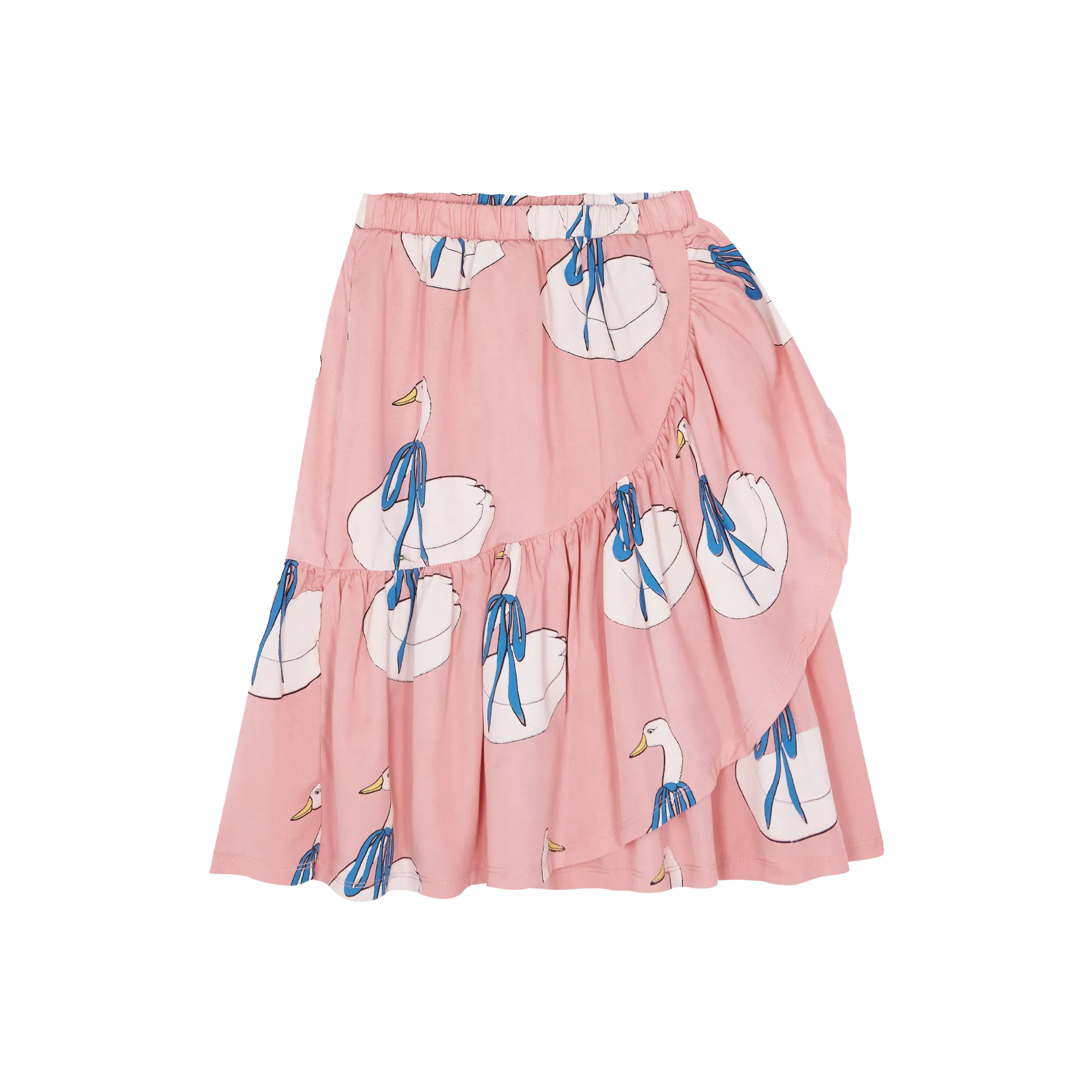 Jupe midi à volants imprimé signes Rose