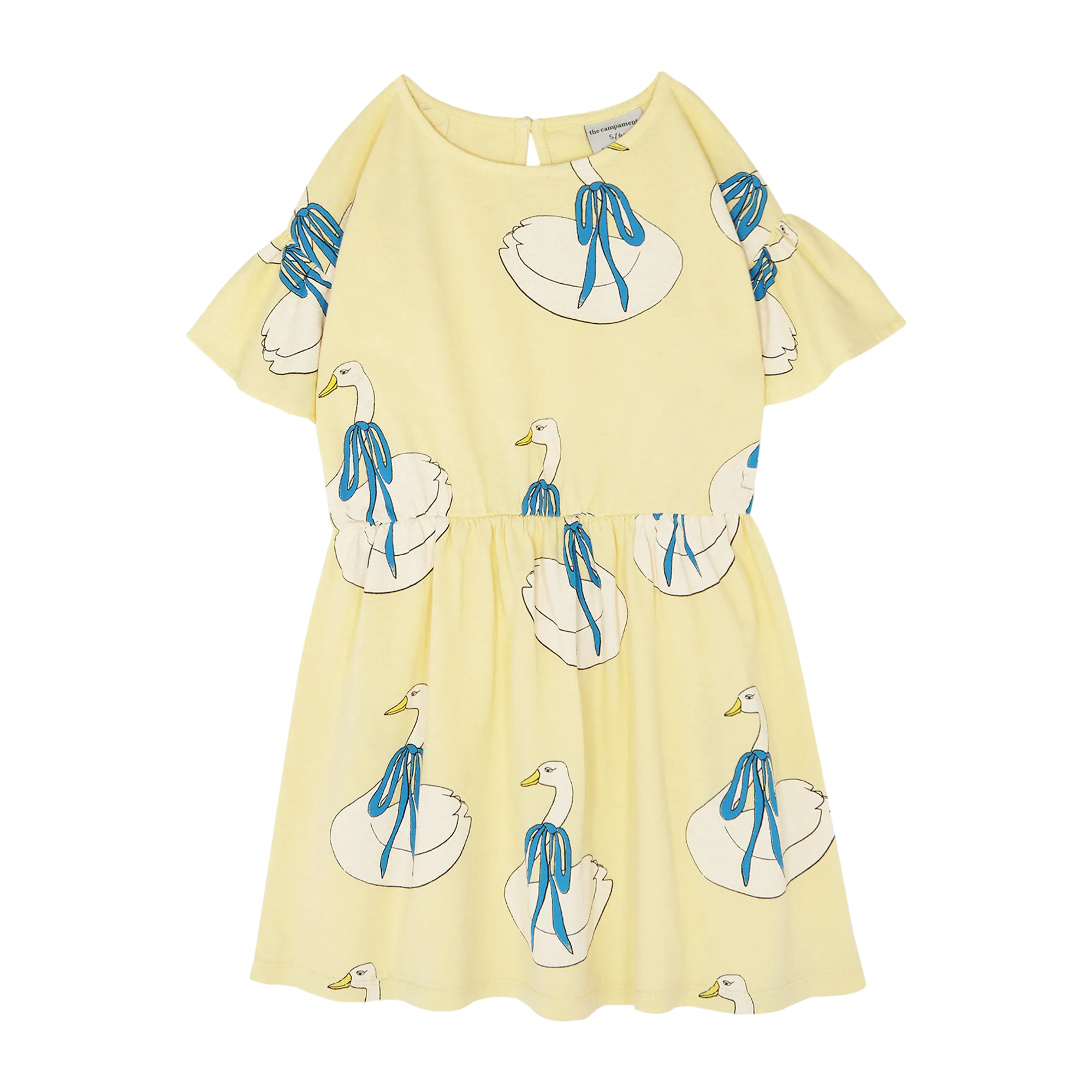 Robe courte col rond en coton imprimé Jaune