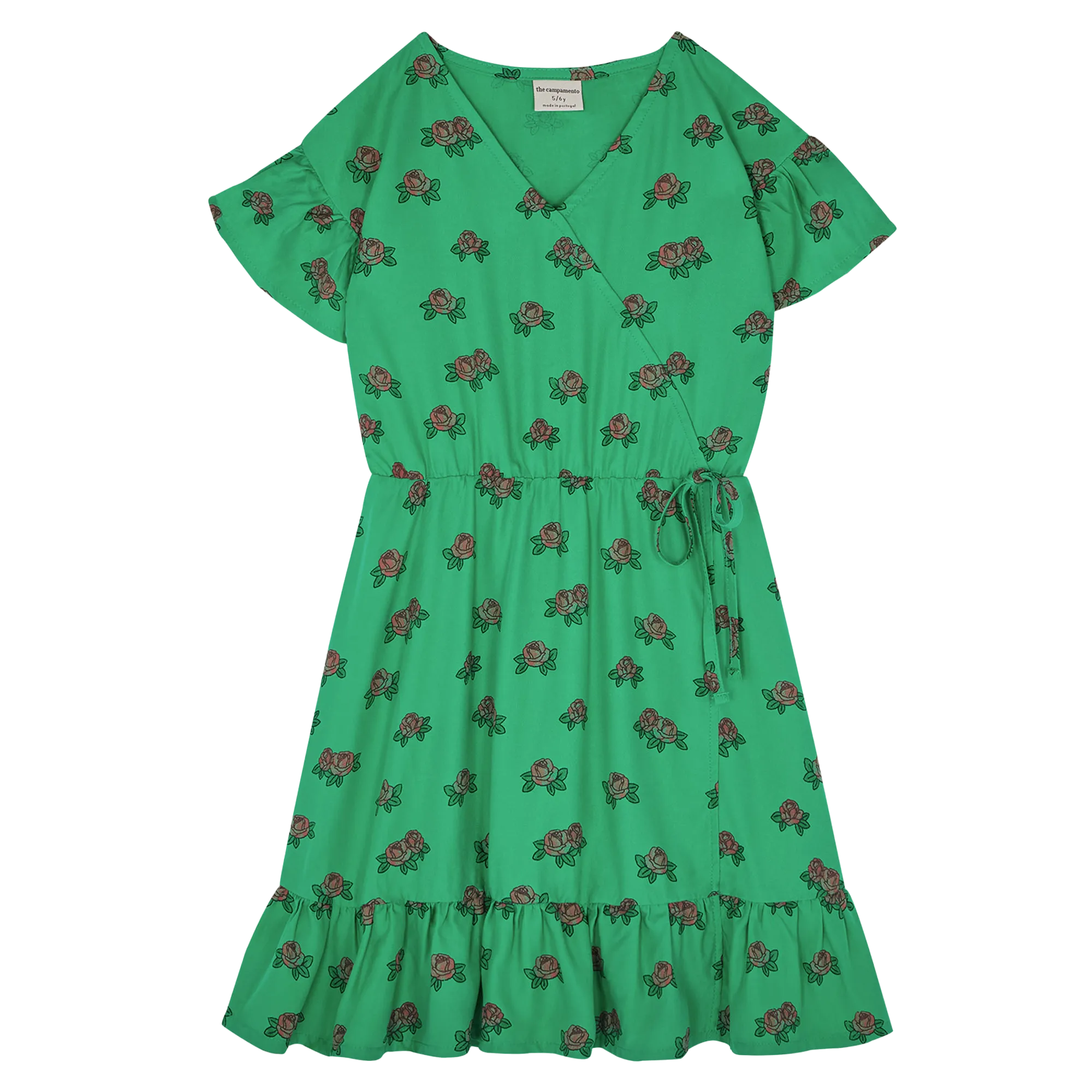 Rob courte col V à imprimé all-over Vert