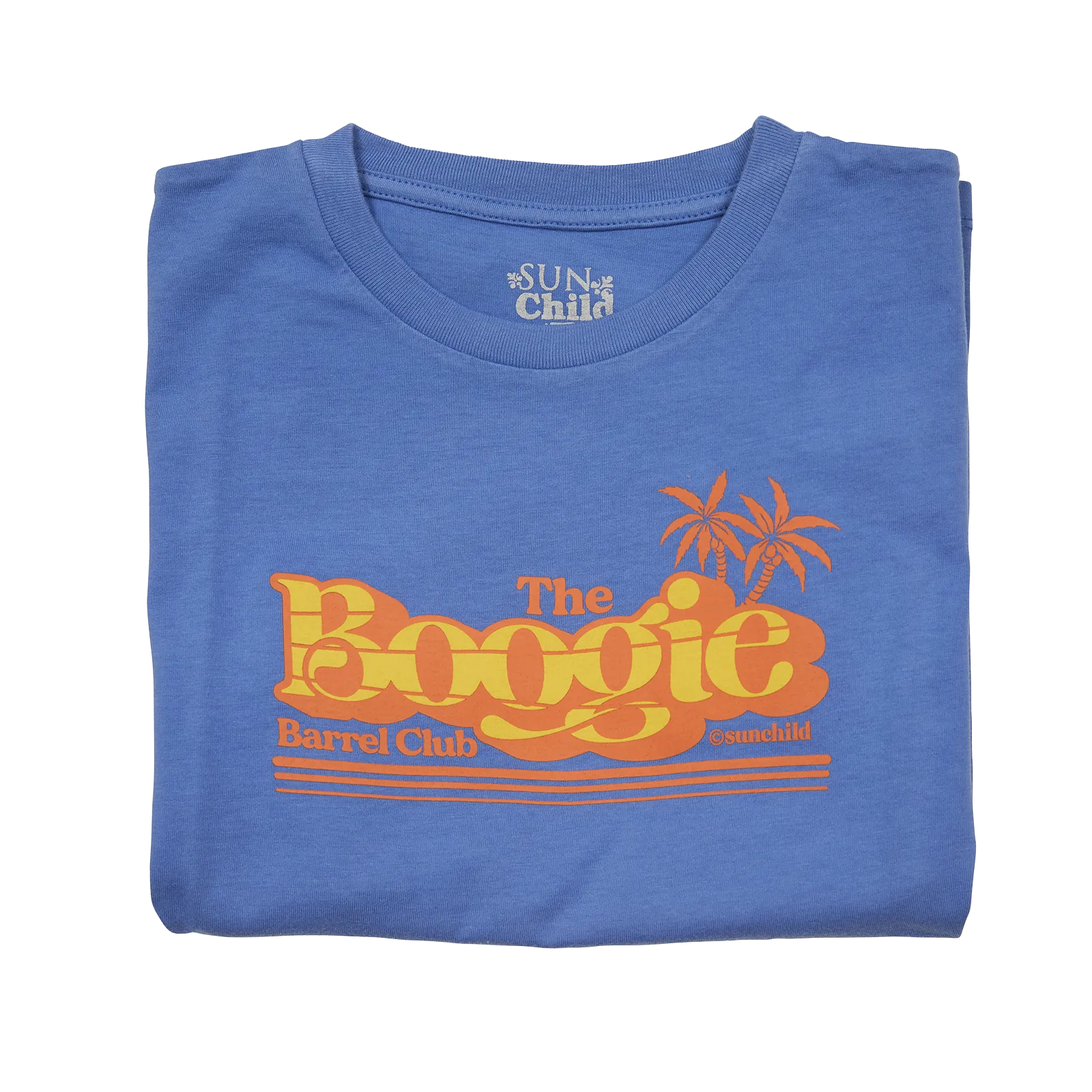 Sweat col rond droit en coton sérigraphié Bleu BOOGIE