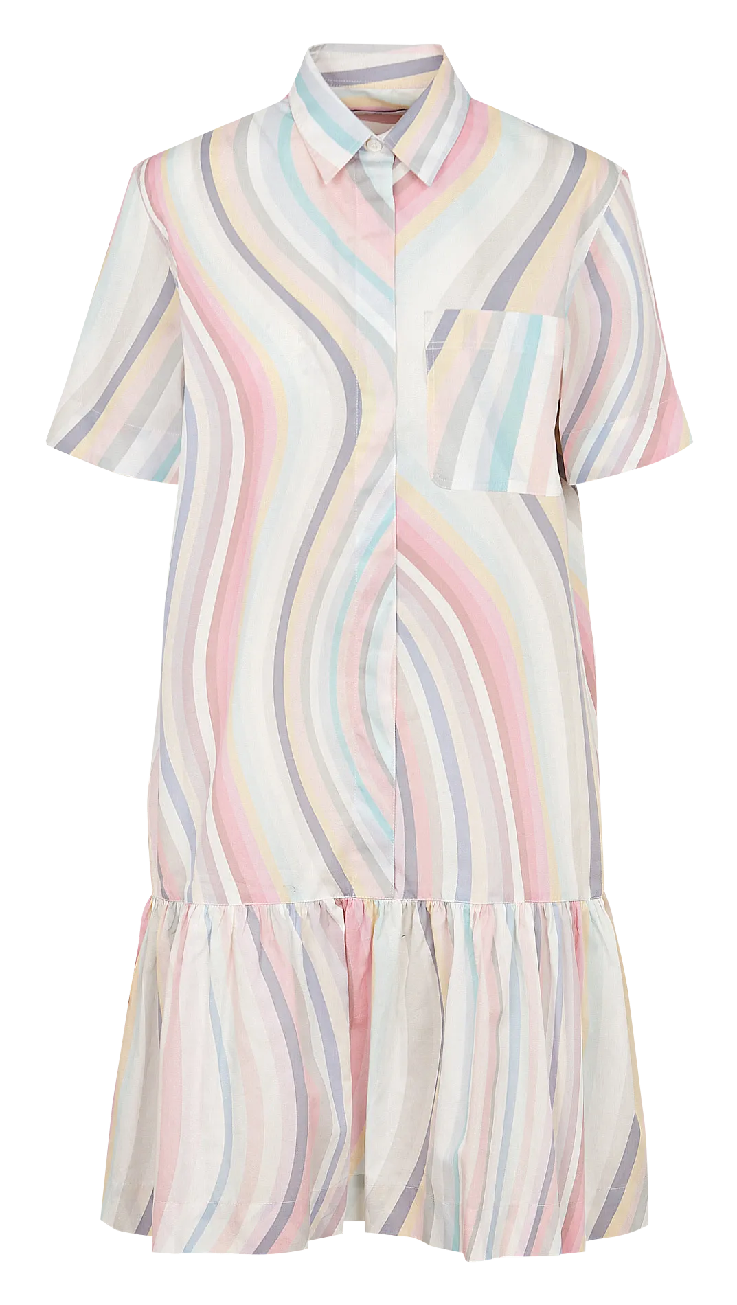 Robe chemise courte imprimée en coton Multicolore