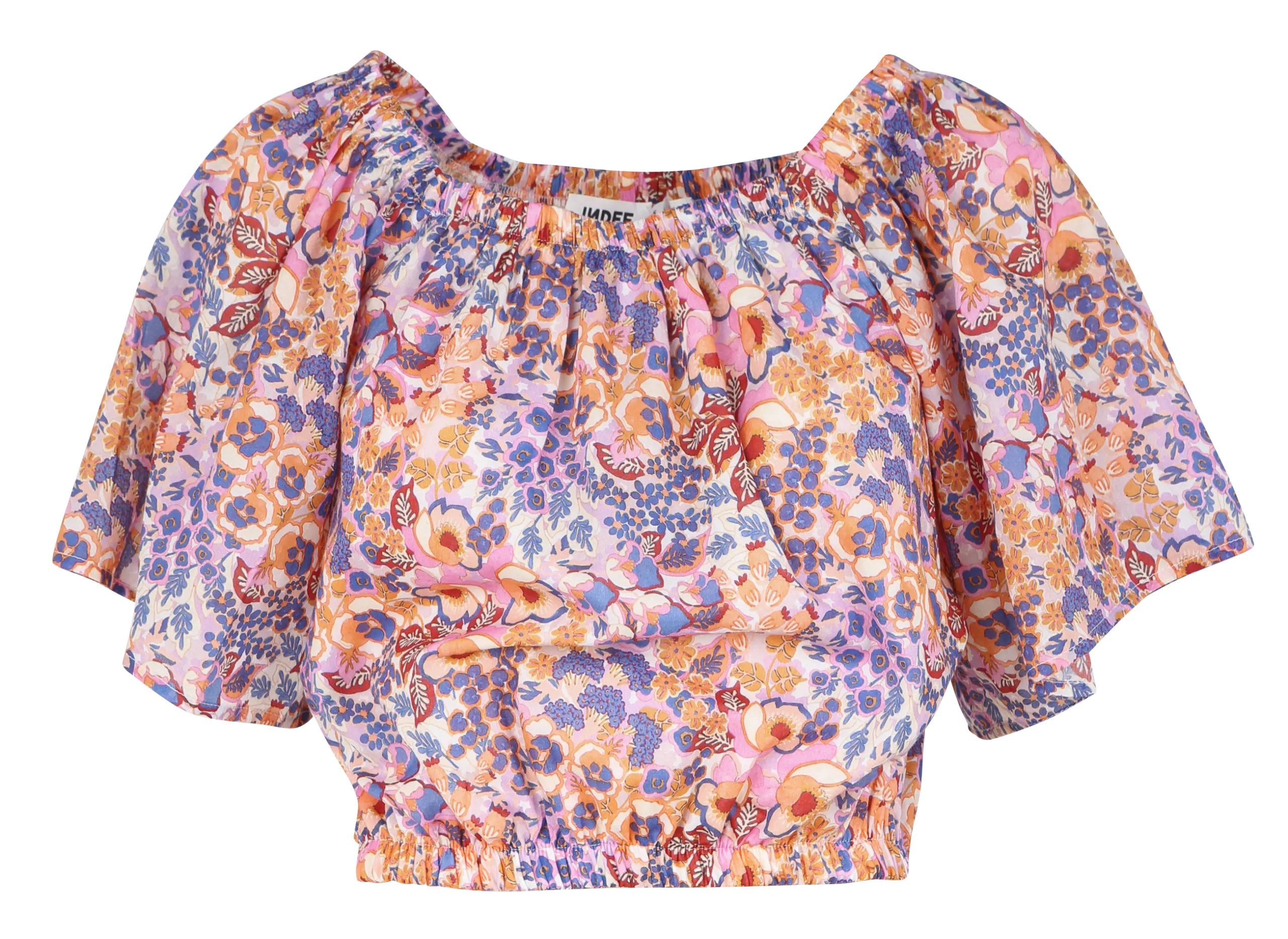 Top ample court col carré Rose