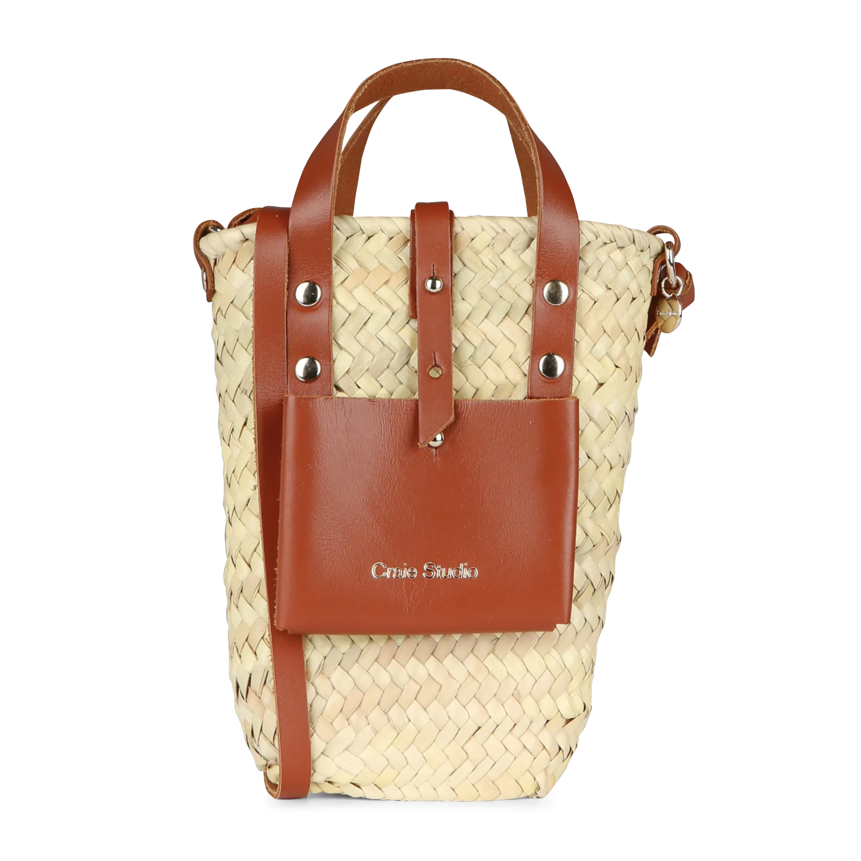 Panier tressé à la main au Maroc en fibre naturel de palmier Doum Marron NANO PANIER II