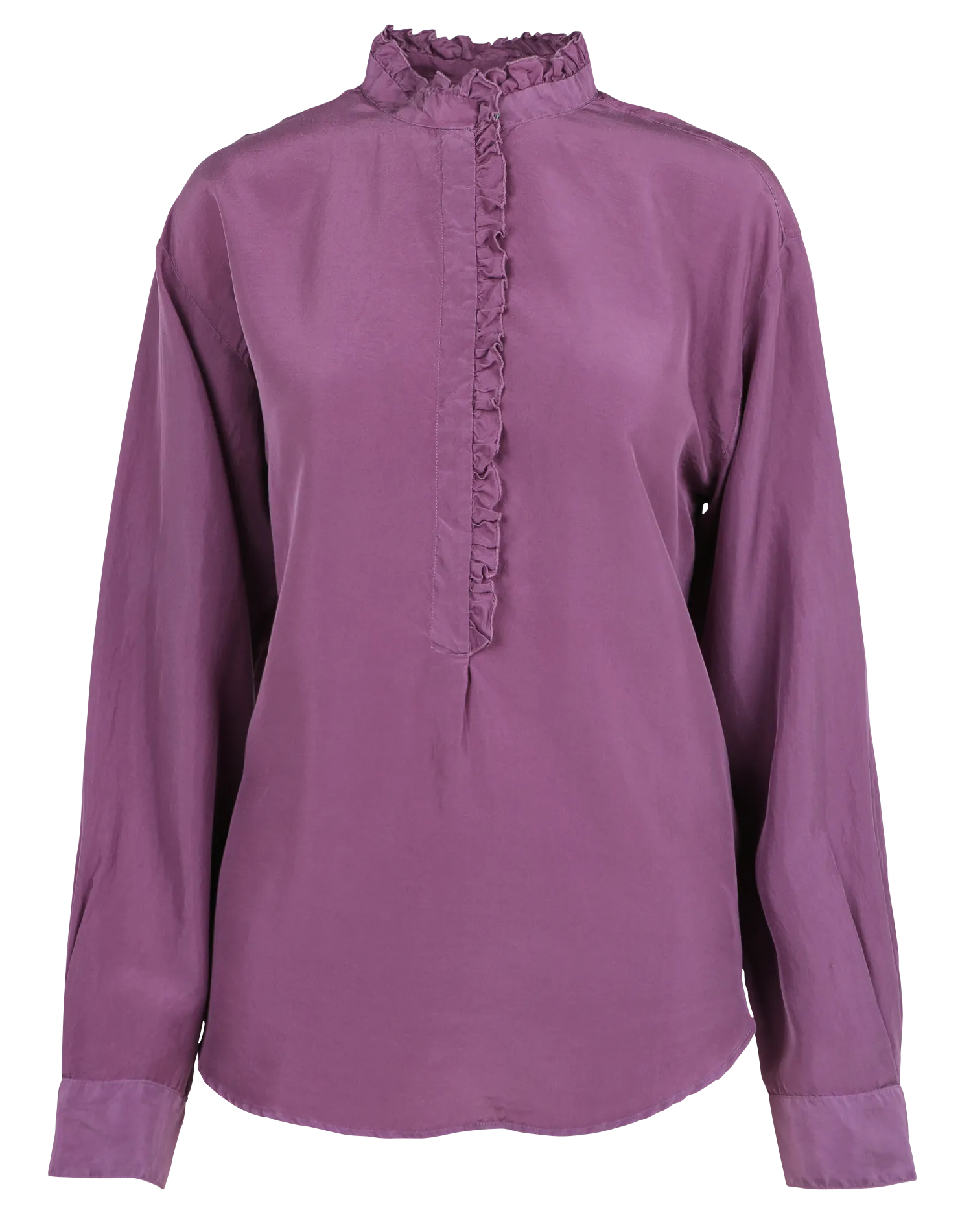 Blouse droite col victorien en soie Violet