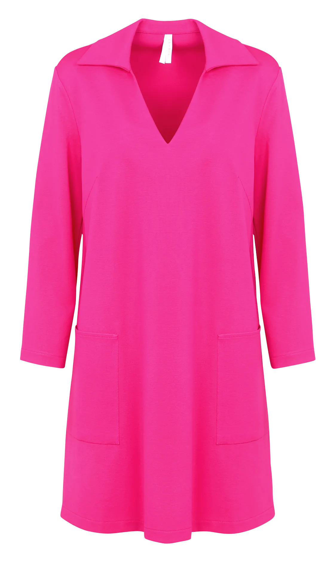 Robe courte droite col V manches 3/4 Rose