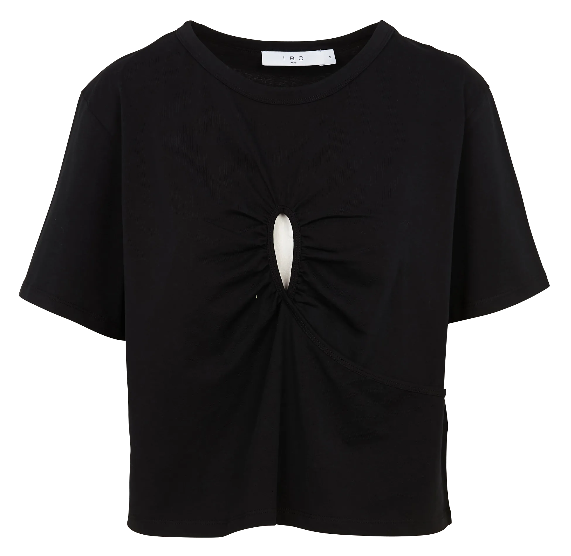 Tee-shirt ouvert avec fronces en coton Noir TEJY