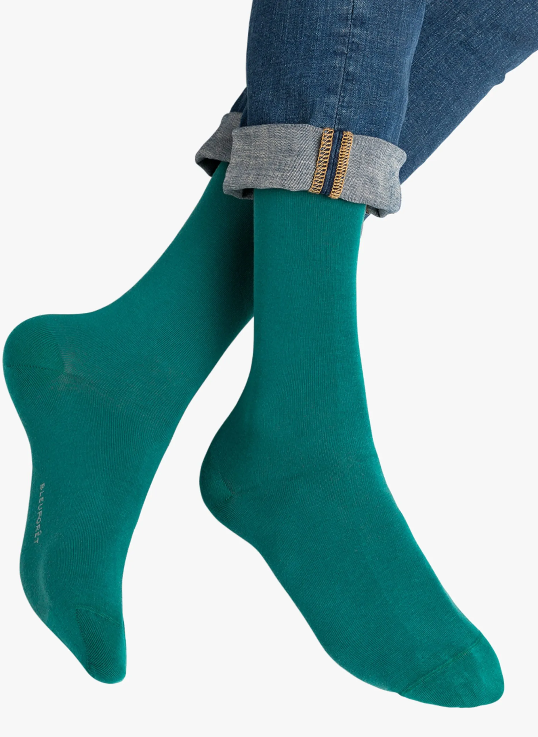 Chaussettes mi-hautes en coton stretch Vert