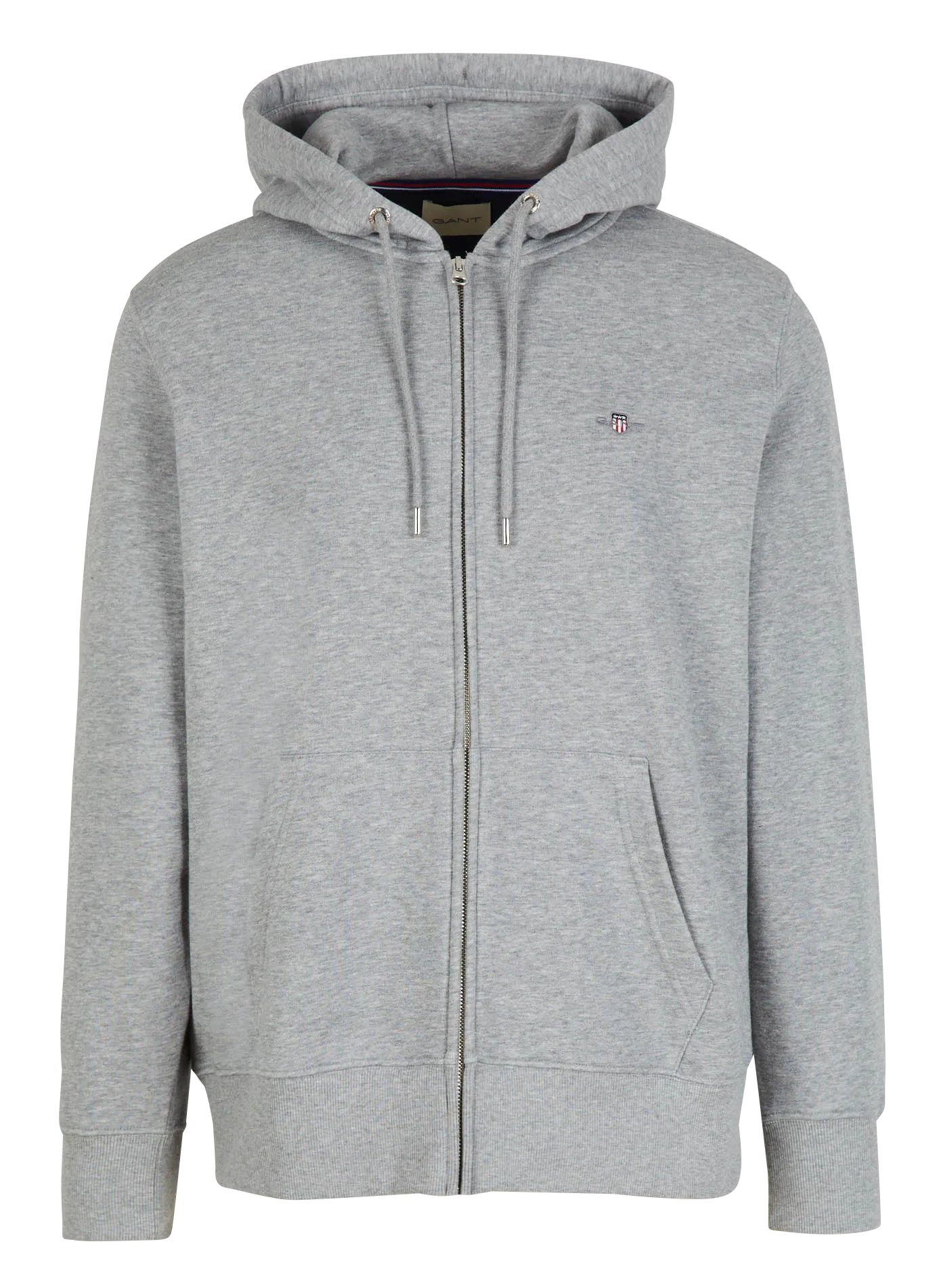 Sweat droit zippé à capuche en coton mélangé Gris