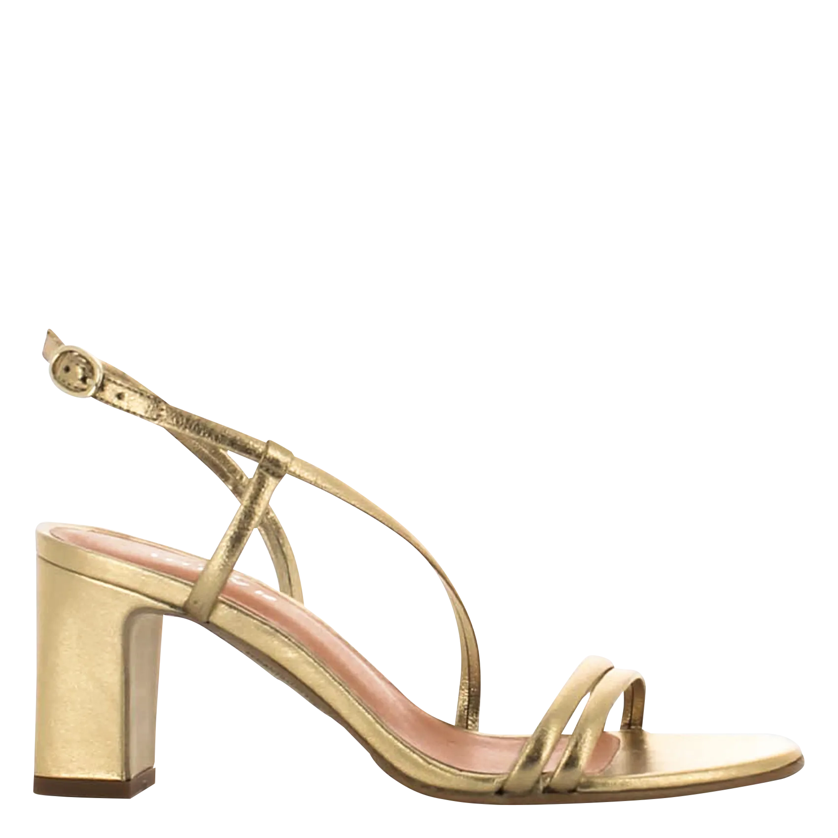 Sandales hautes à talons en cuir métallisé Doré VICENTE