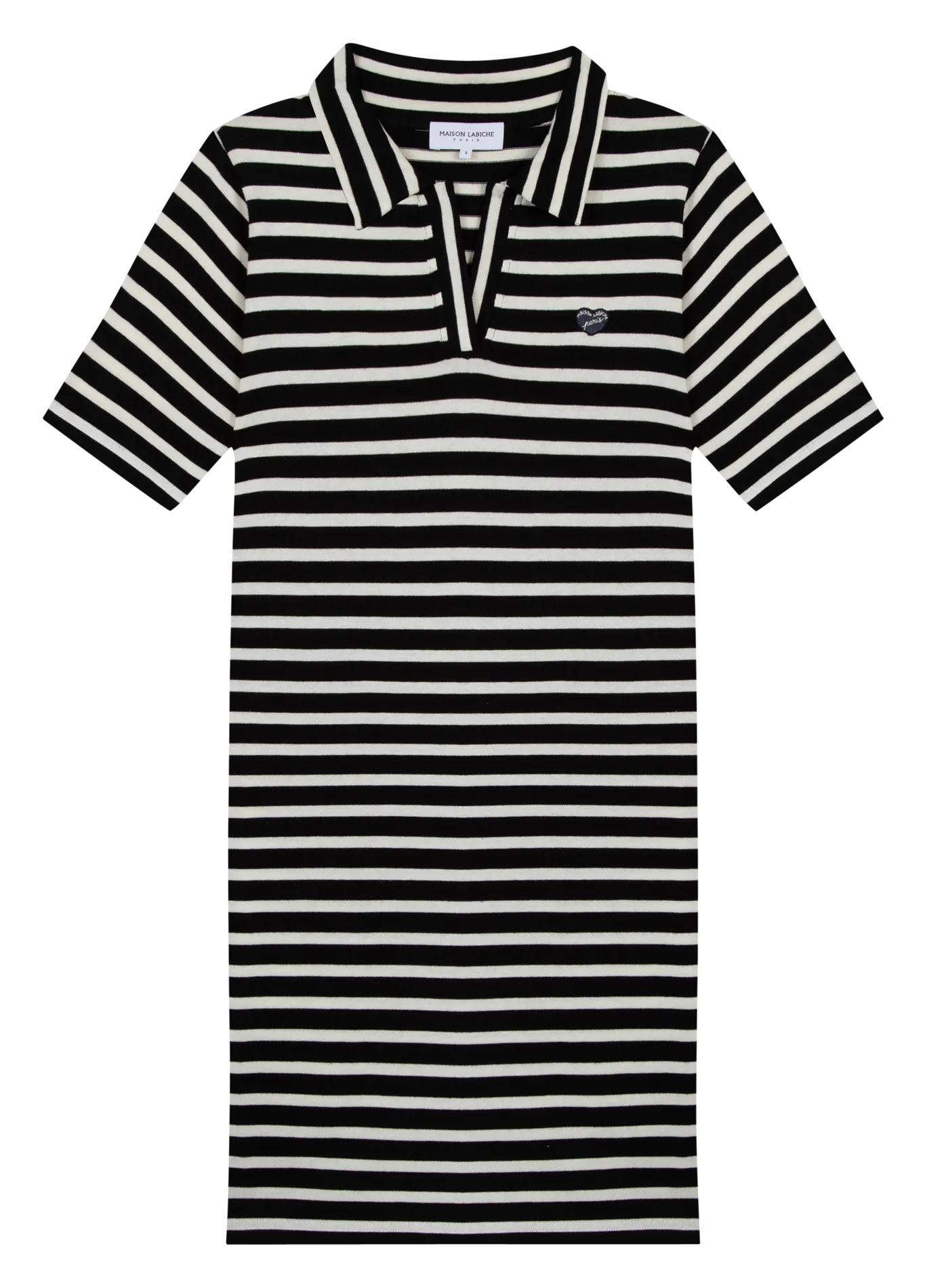 Robe courte droite en bio à rayures Noir ALBINONI MINI PATCH COEUR