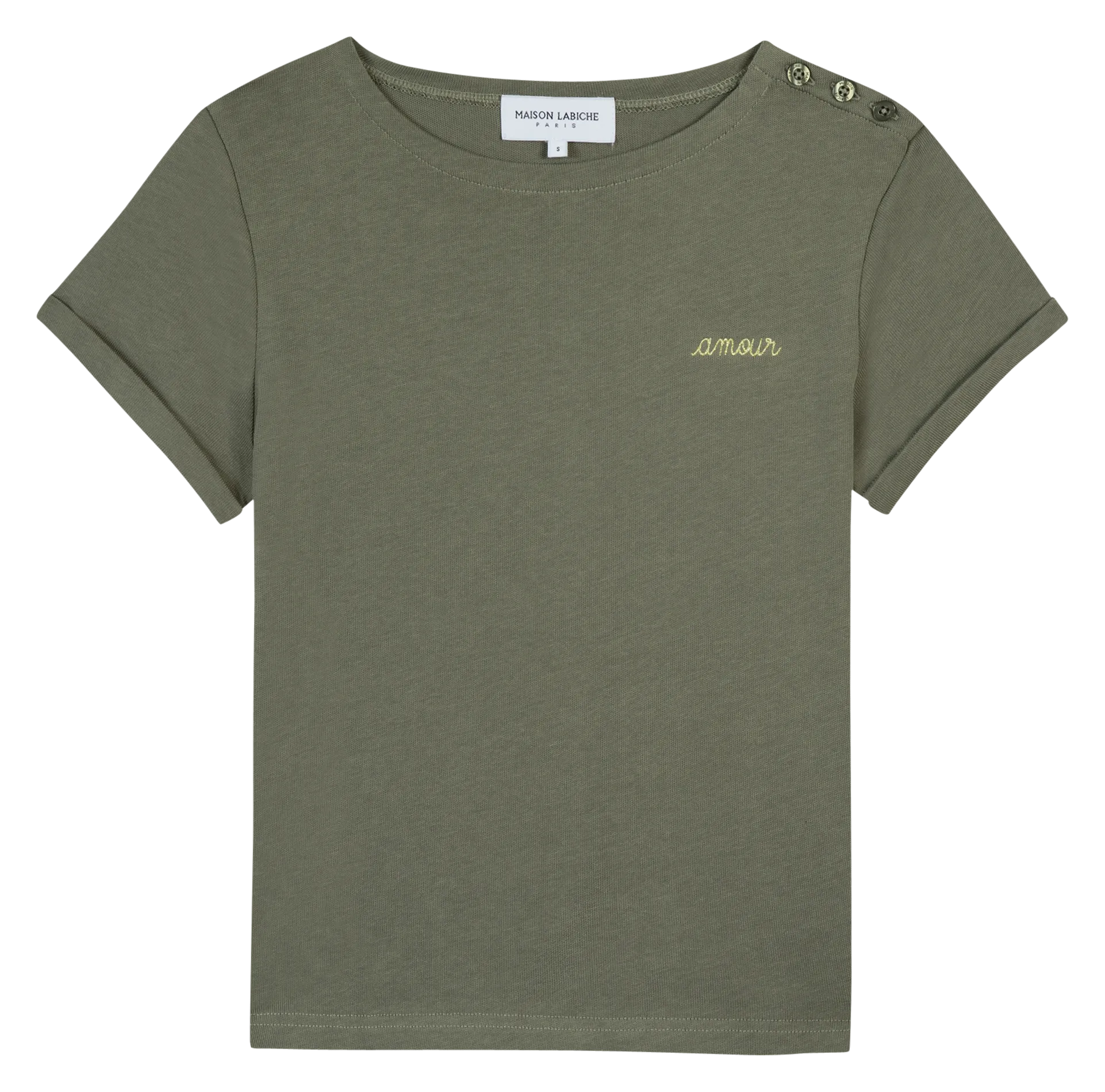 Tee-shirt ample col rond en coton bio briodé Vert VENAISSIN AMOUR